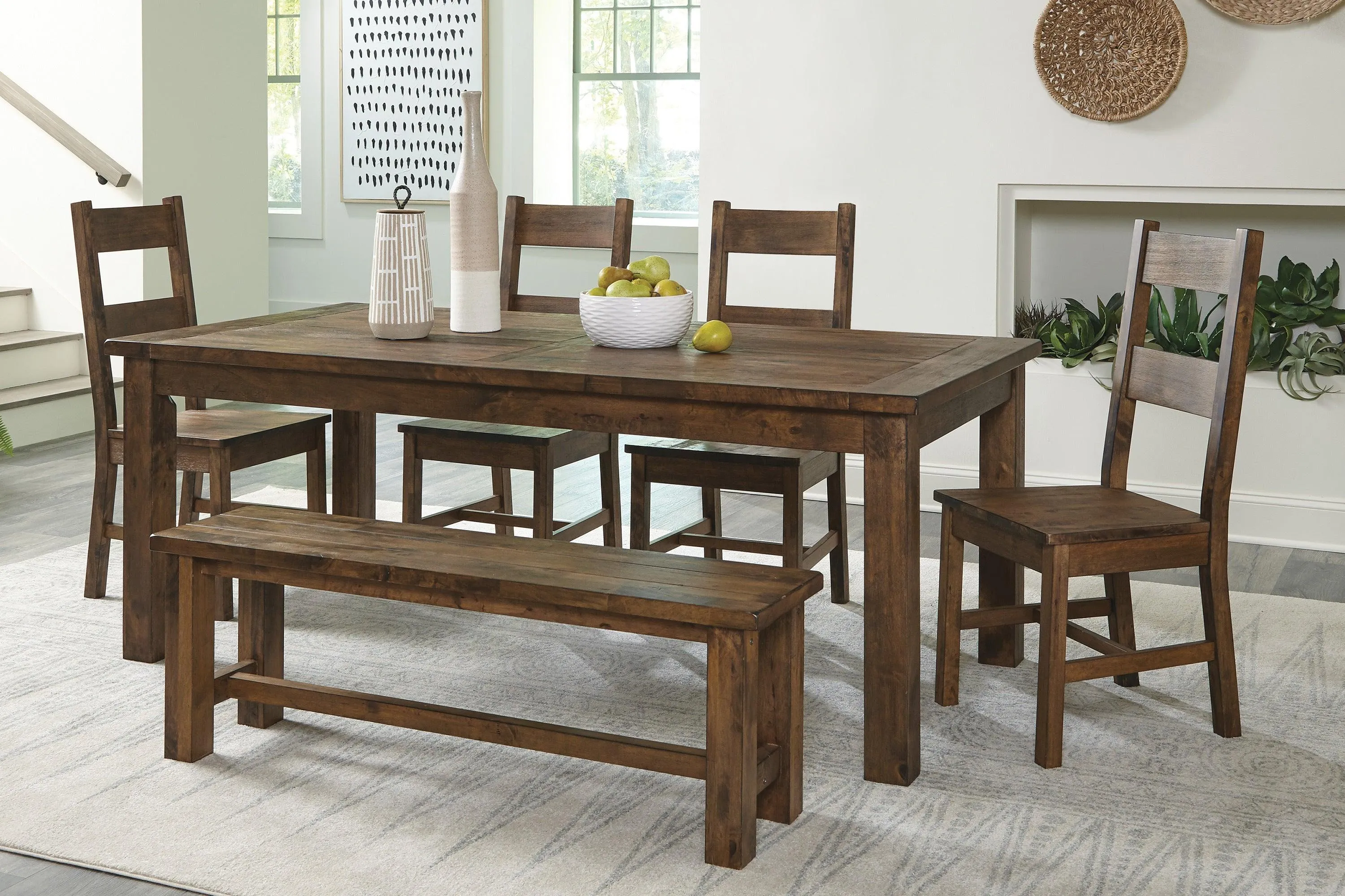 Jerrick Burnished Brown Dining Bench - Image 2