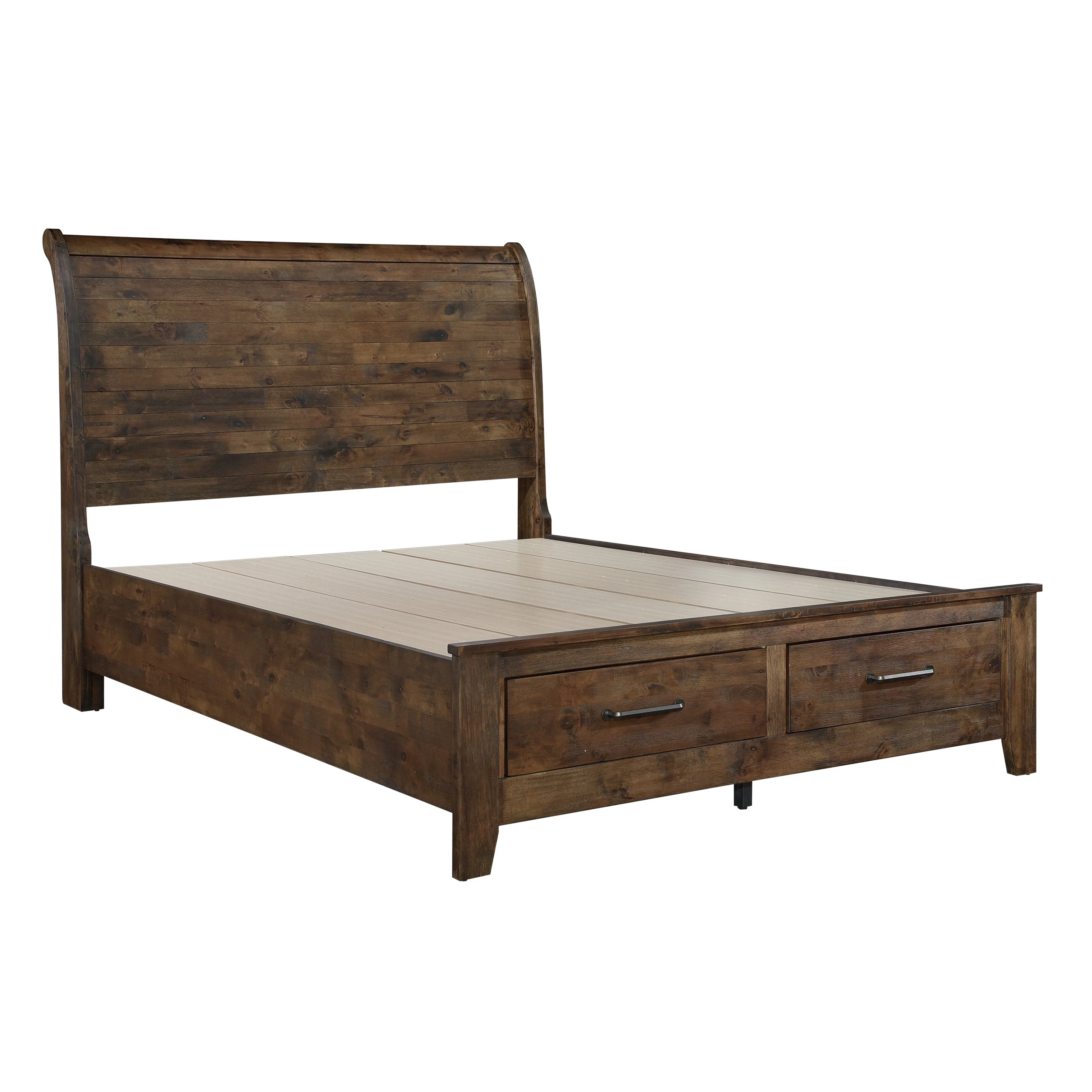 Jerrick Burnished Brown King Sleigh Storage Platform Bed - Image 3