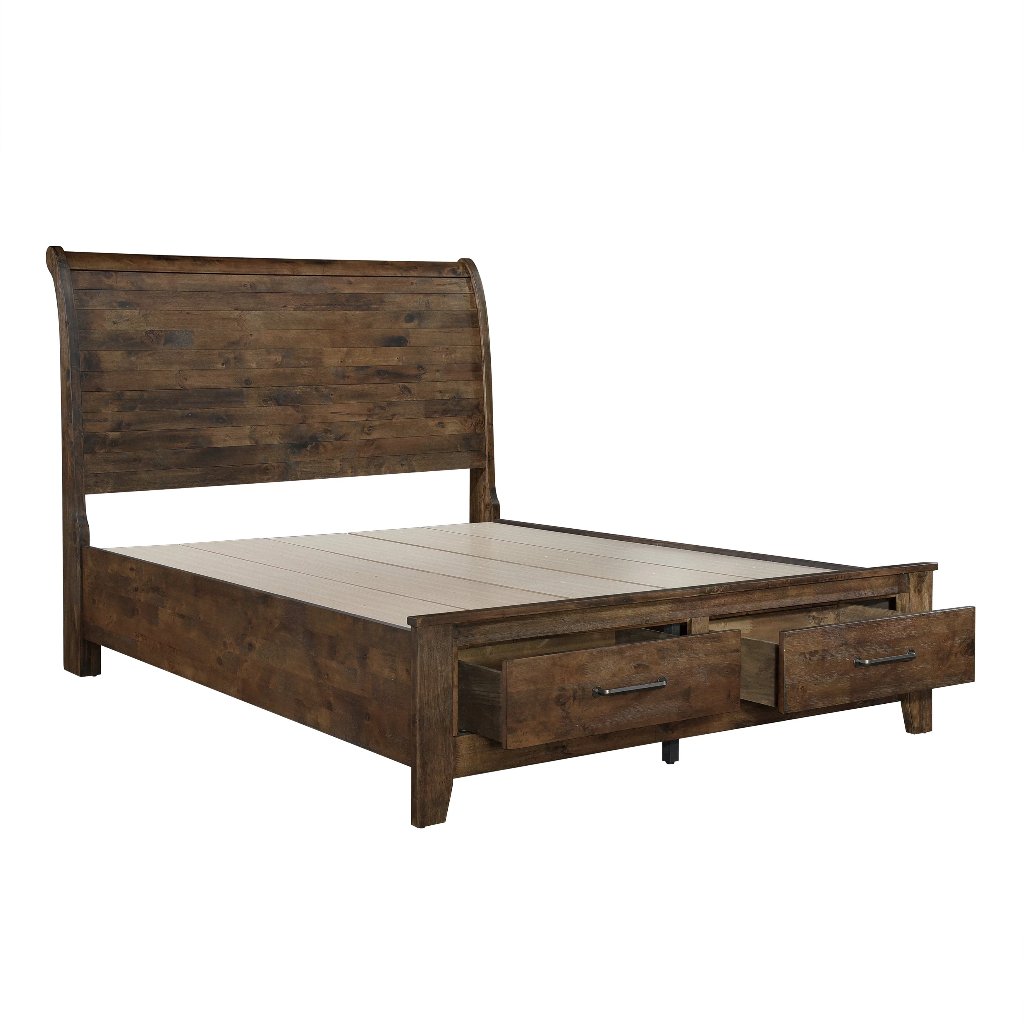 Jerrick Burnished Brown King Sleigh Storage Platform Bed - Image 5