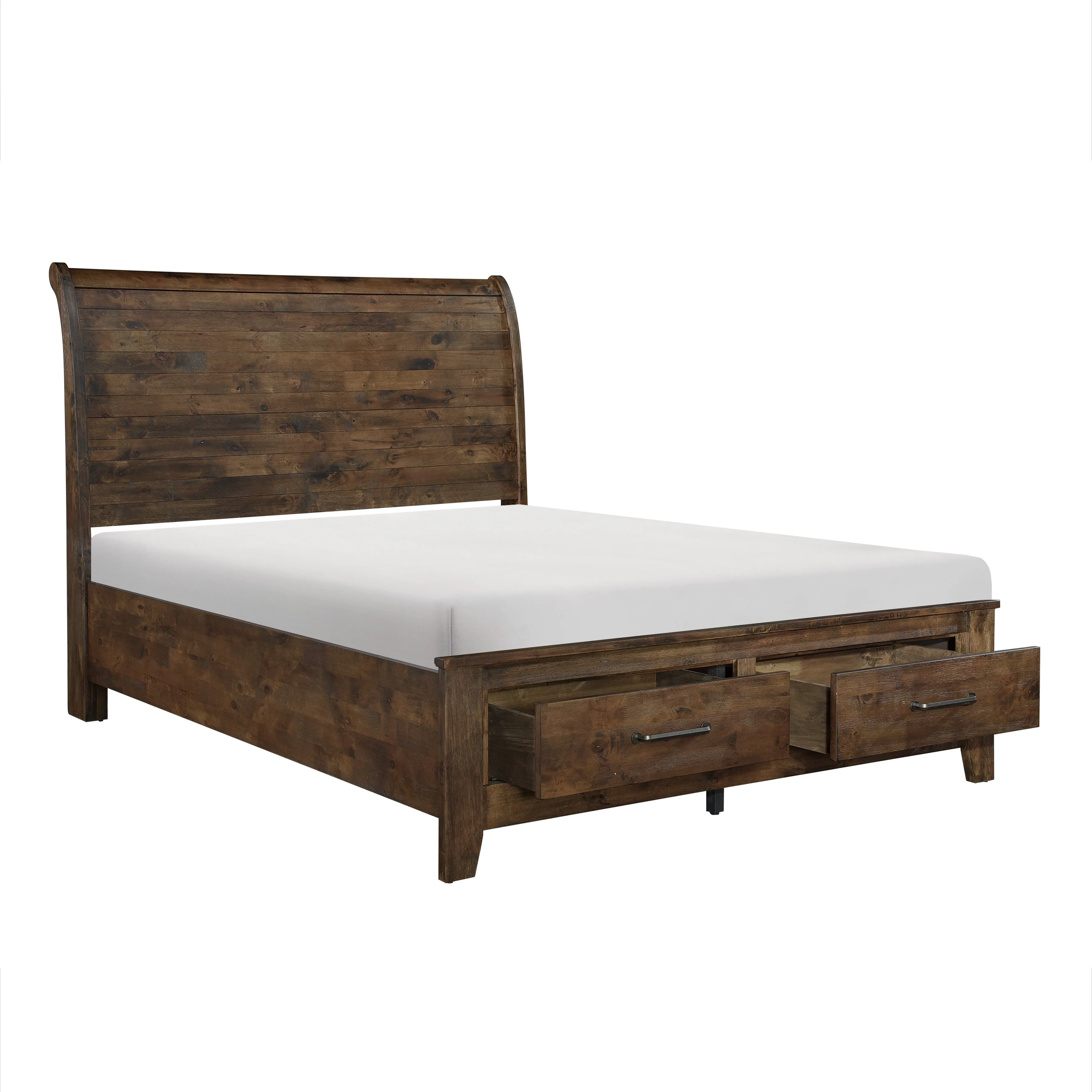 Jerrick Burnished Brown Queen Sleigh Storage Platform Bed - Image 4