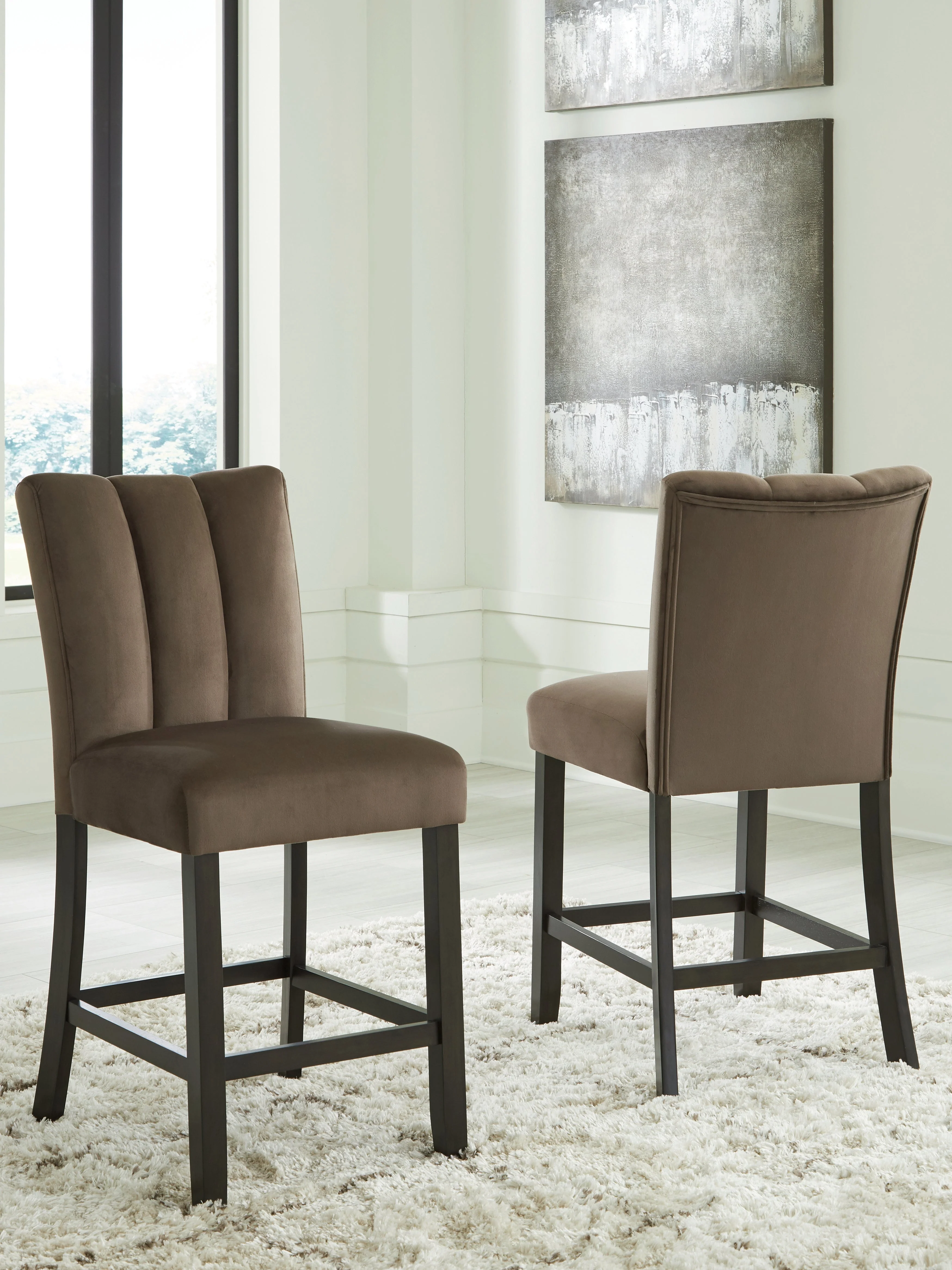 Jeshina Mocha Counter Height Barstool, Set of 2