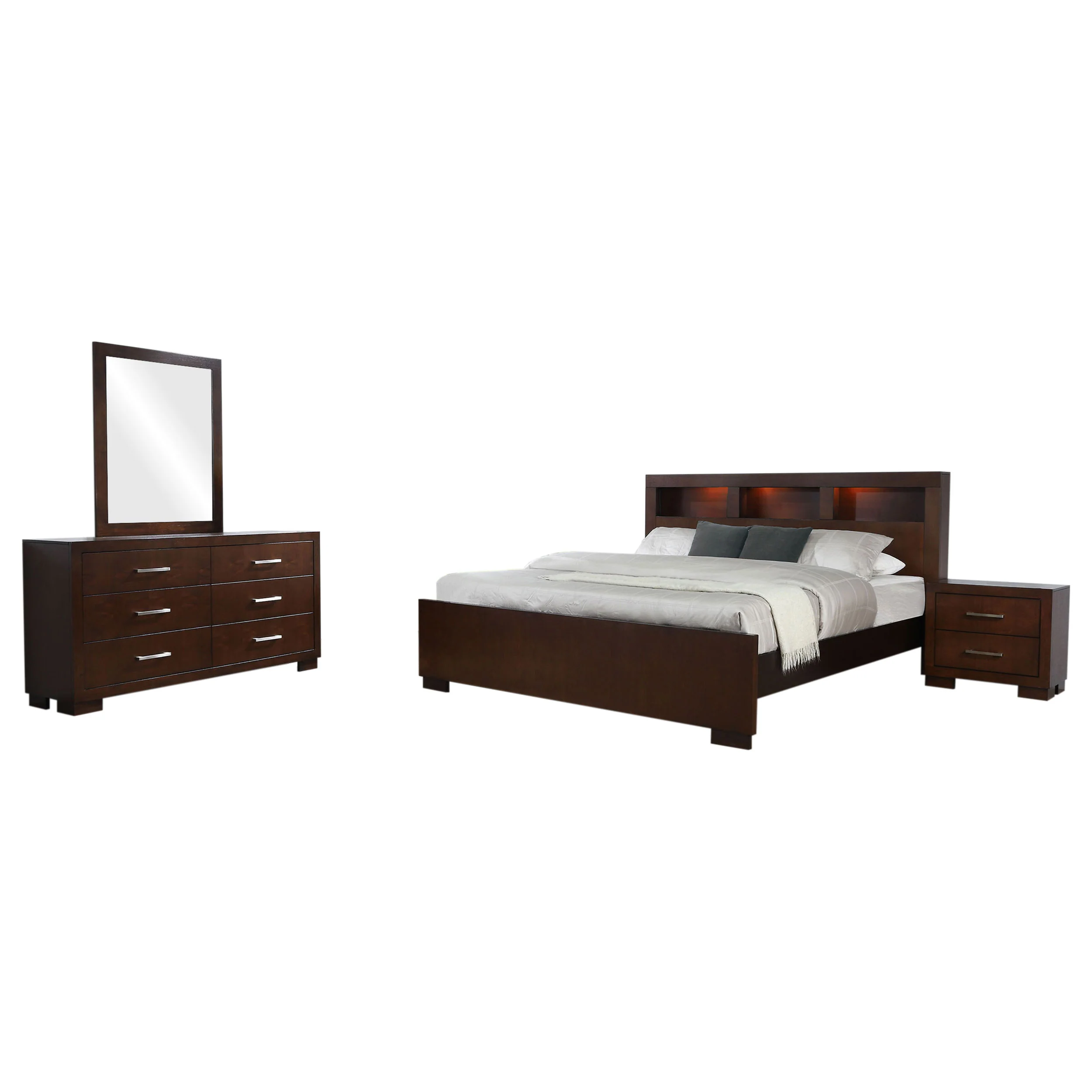 Jessica Cappuccino 4-Piece Queen Bedroom Set with Nightstand Panels - Image 2