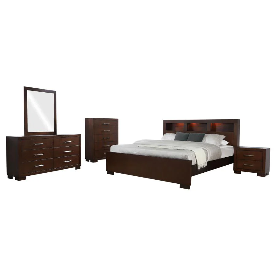 Jessica Cappuccino 5-Piece Eastern King Bedroom Set - Image 2