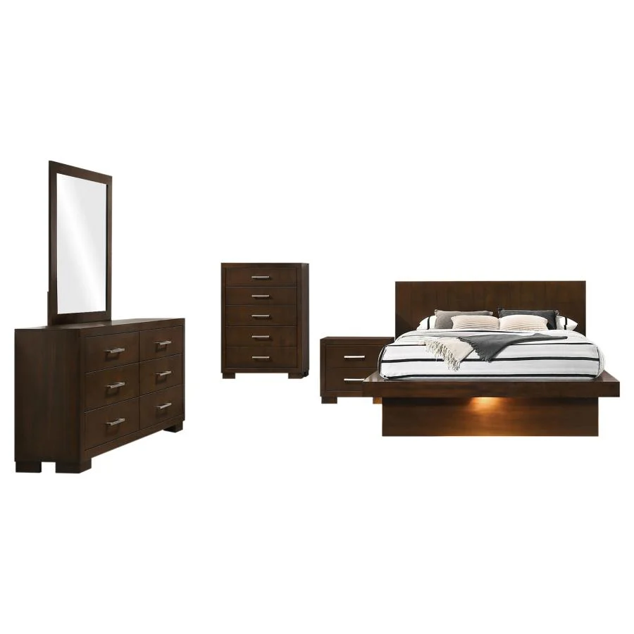 Jessica Cappuccino 5-Piece Eastern King LED Bedroom Set - Image 2