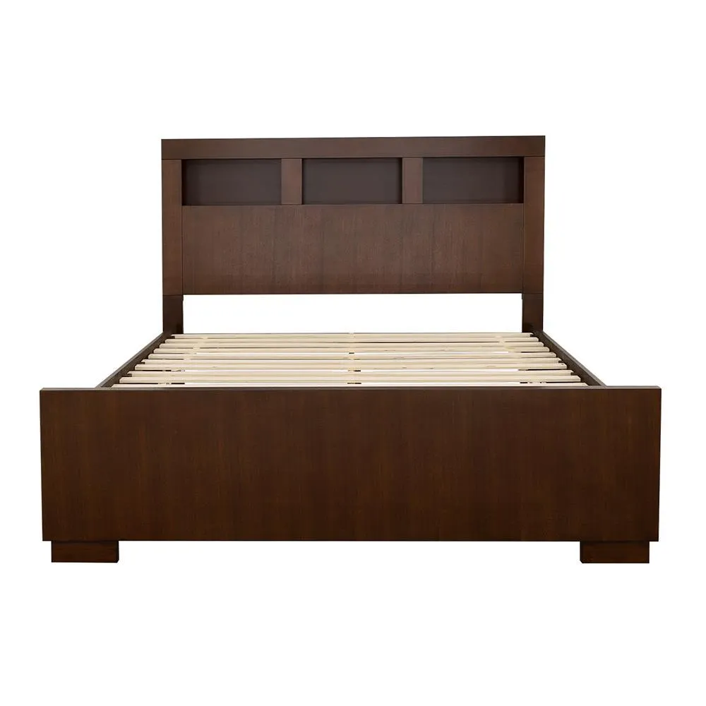 Jessica Cappuccino Queen Bed with Storage Headboard - Image 2