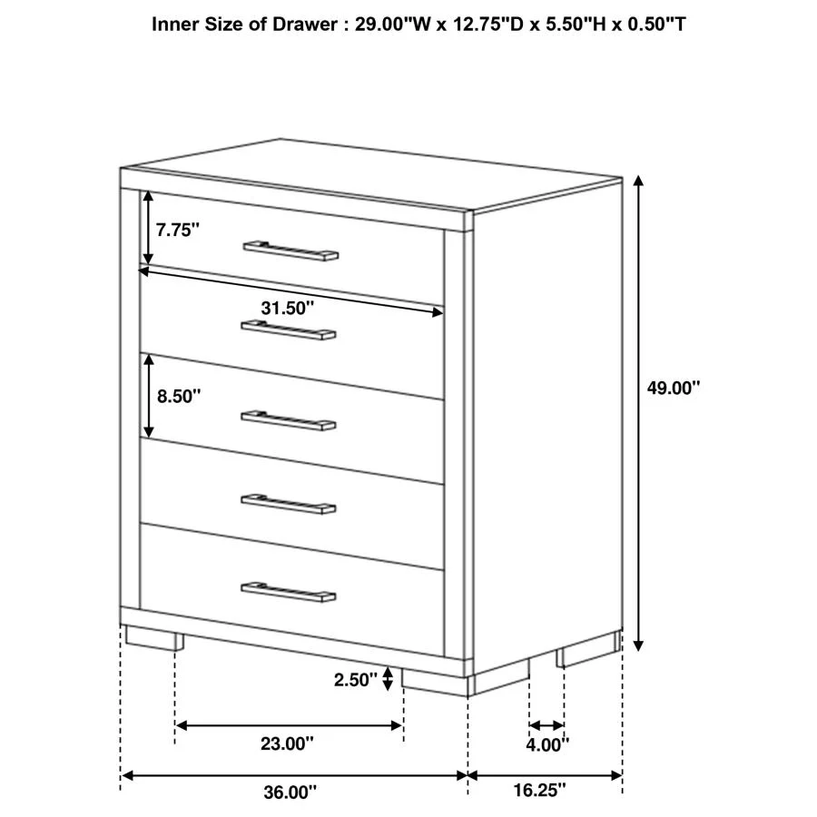 Jessica Eastern King 5-Piece Minimalistic Platform Bedroom Set - Image 19