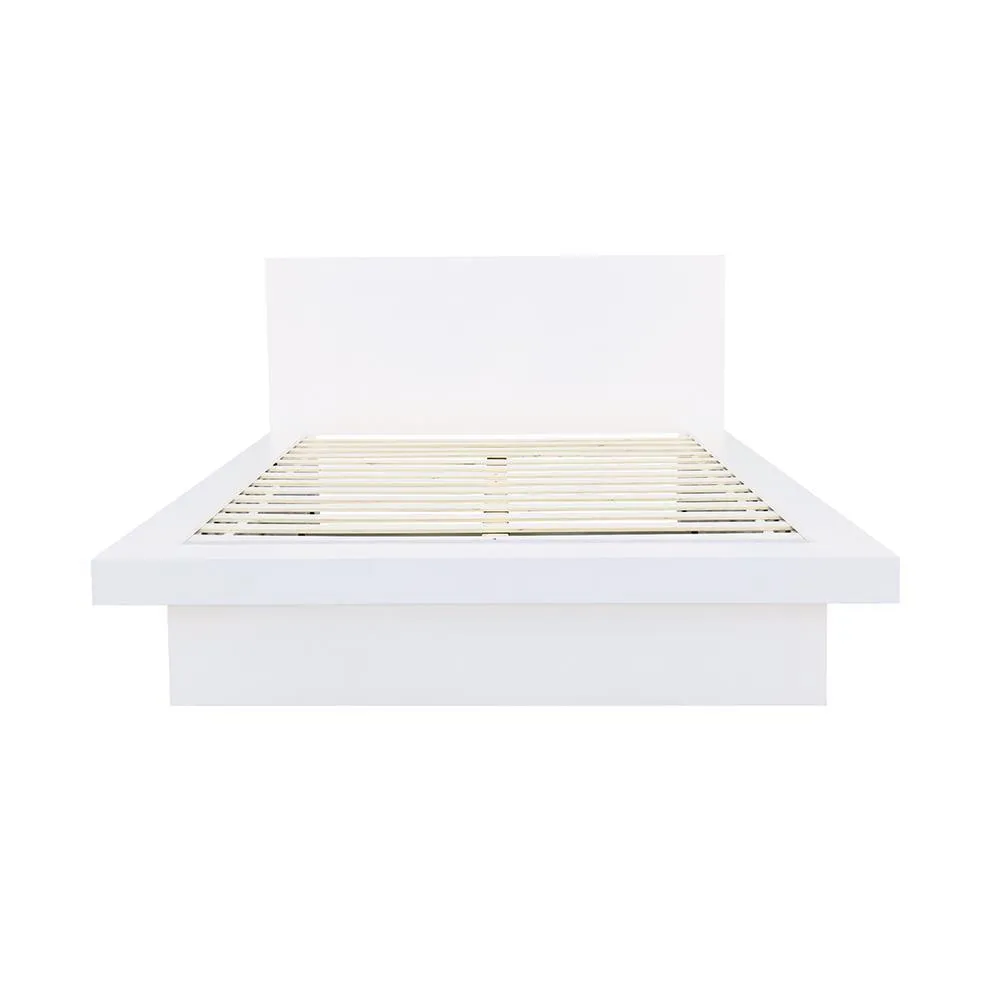 Jessica White Queen Platform Bed with Rail Seating - Image 3