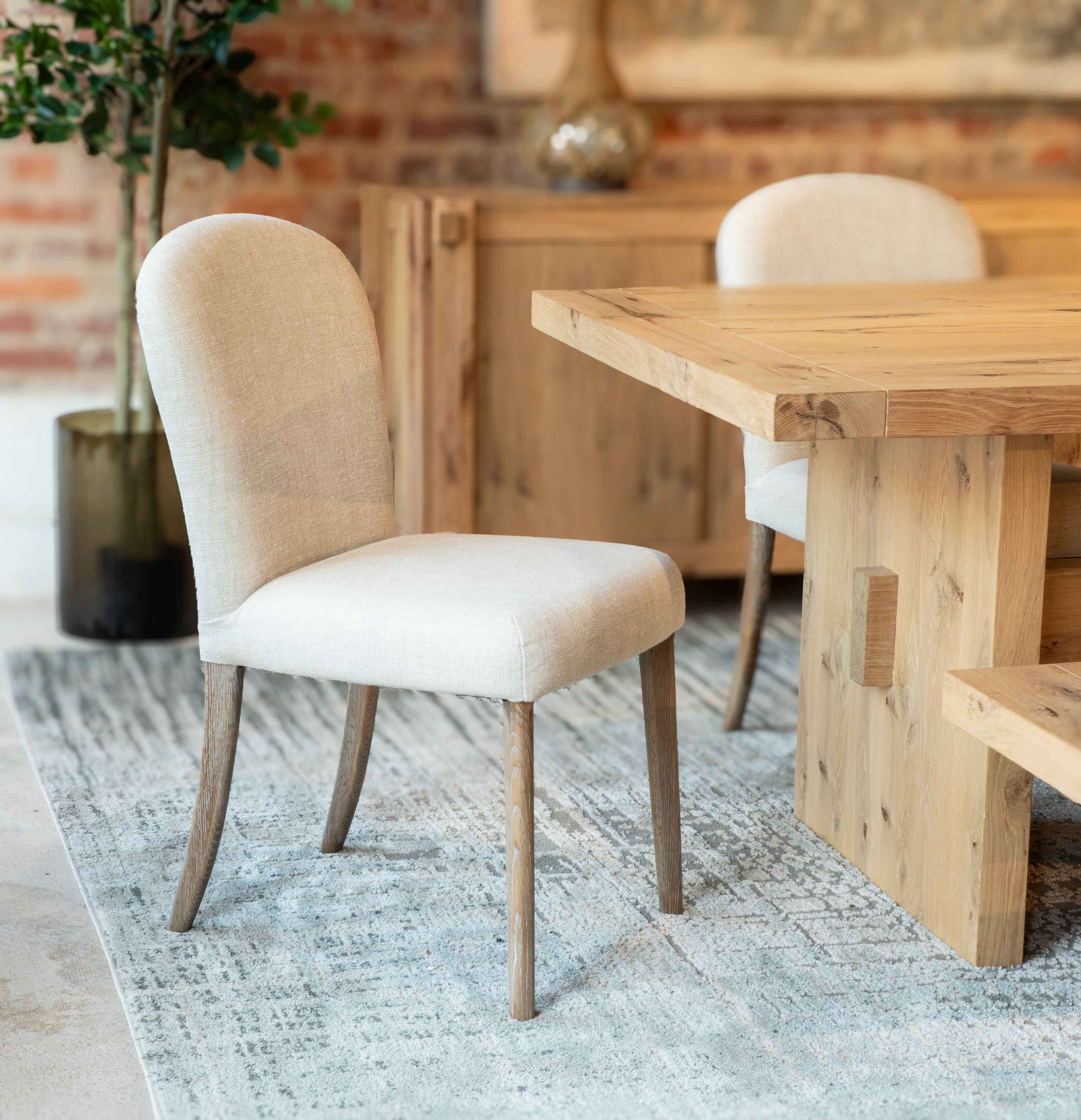 Jessie 18" Dining Chair in Beige Linen, Set of 2 - Image 3