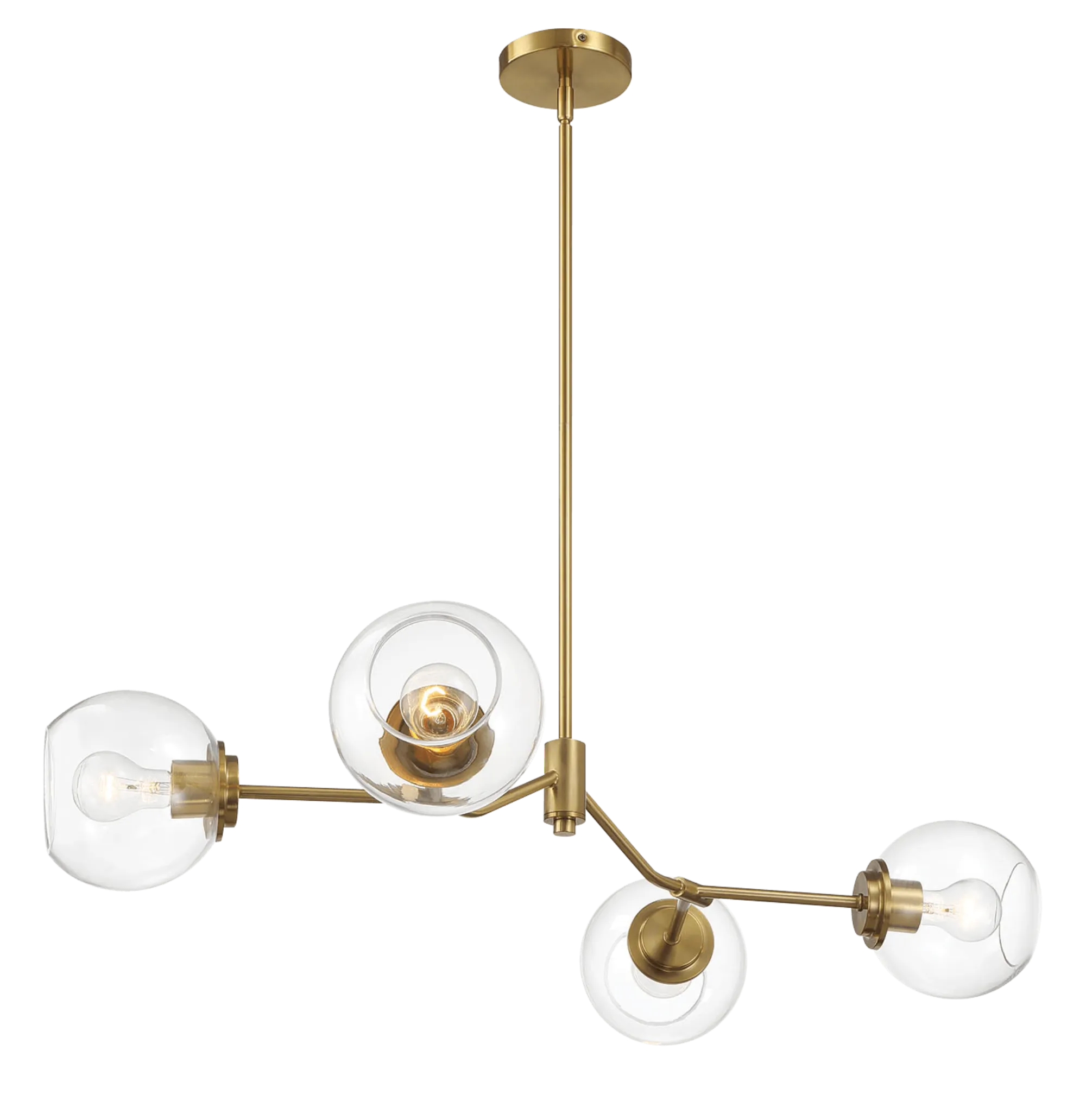 Jewel Four Lights Modern Farmhouse Chandelier Ceiling Hanging Light Fixture For Kitchen Island Dining Room 36"L × 20"W × 7.25"H with Clear Glass - Image 5