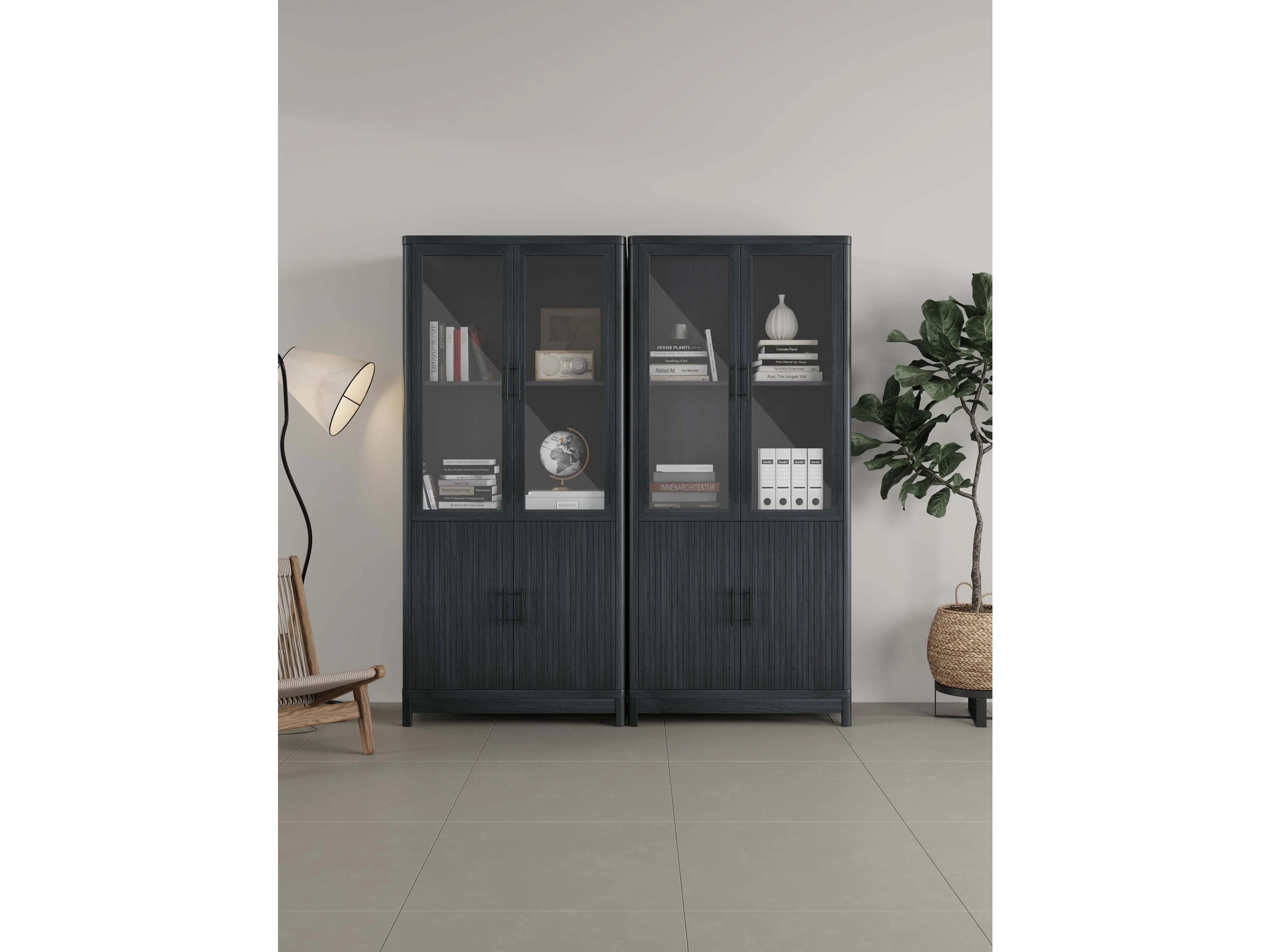 Jodie Bookcase in Charcoal Grey (set of 2)
