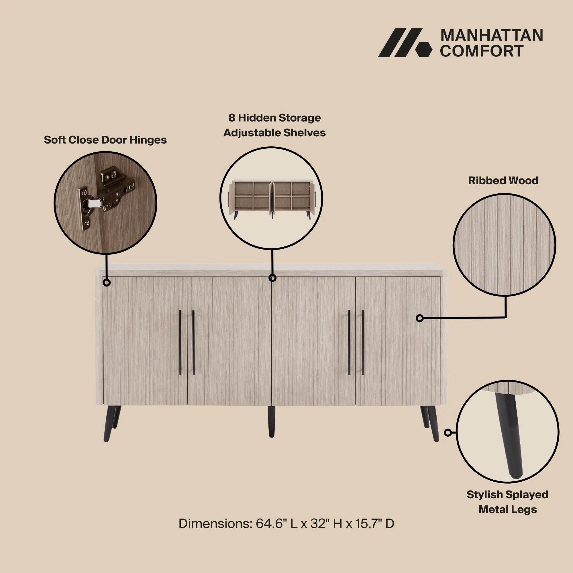 Jodie Sideboard in Whitewashed Oak - Image 4