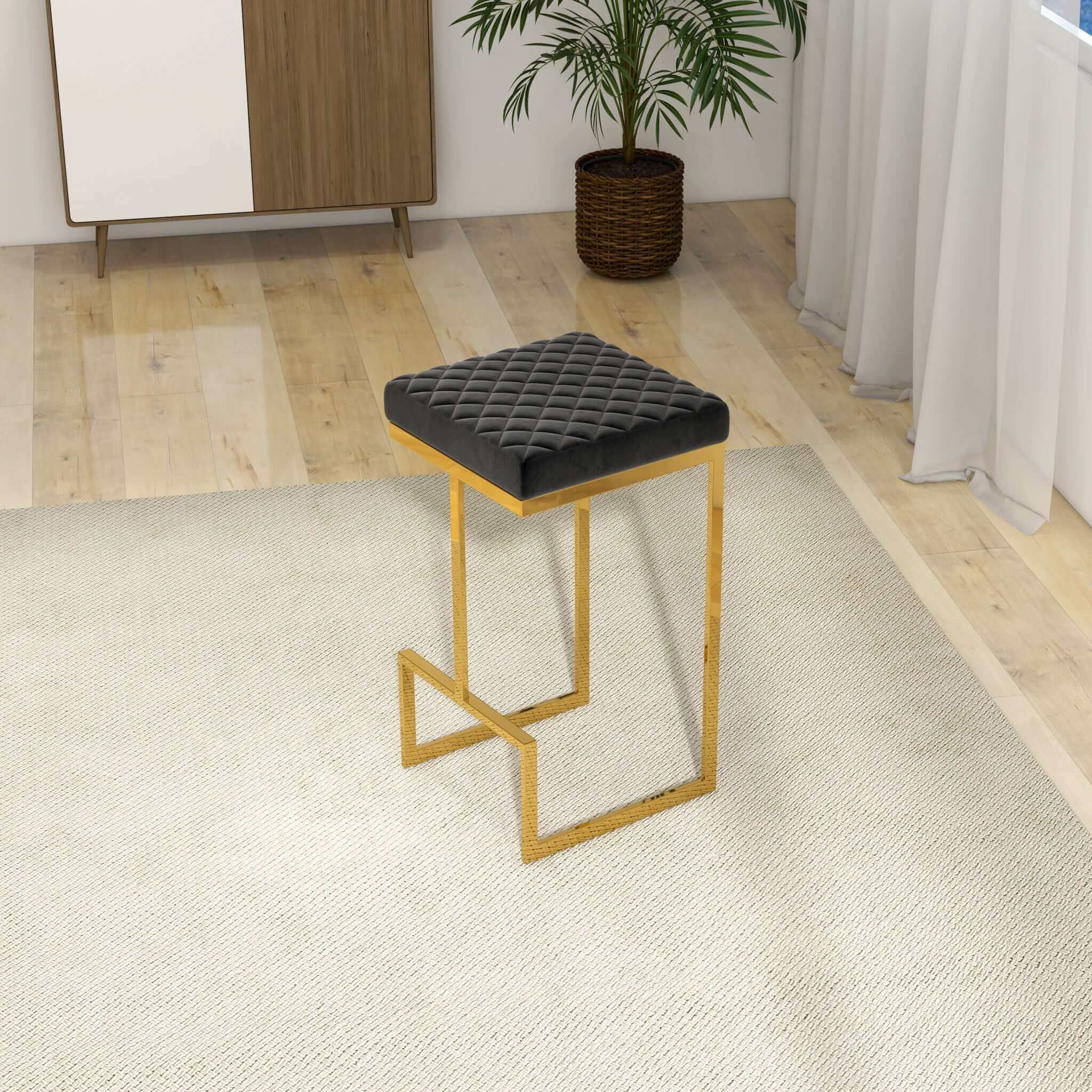 Joel Black Velvet Bar Stool - Image 5