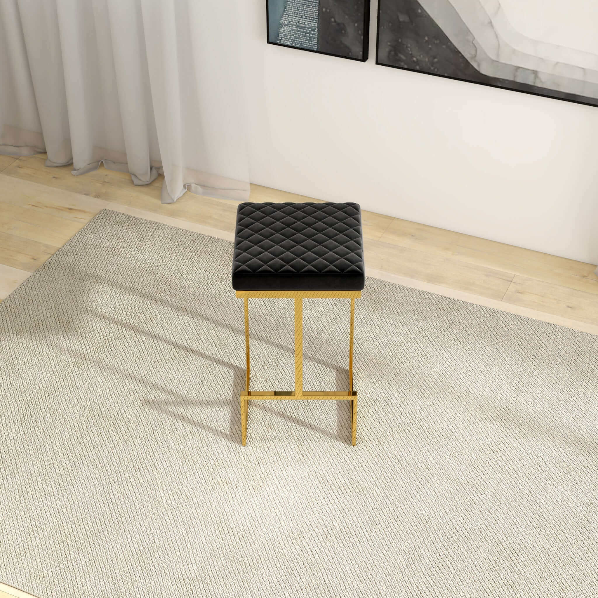 Joel Black Velvet Counter Stool - Image 2