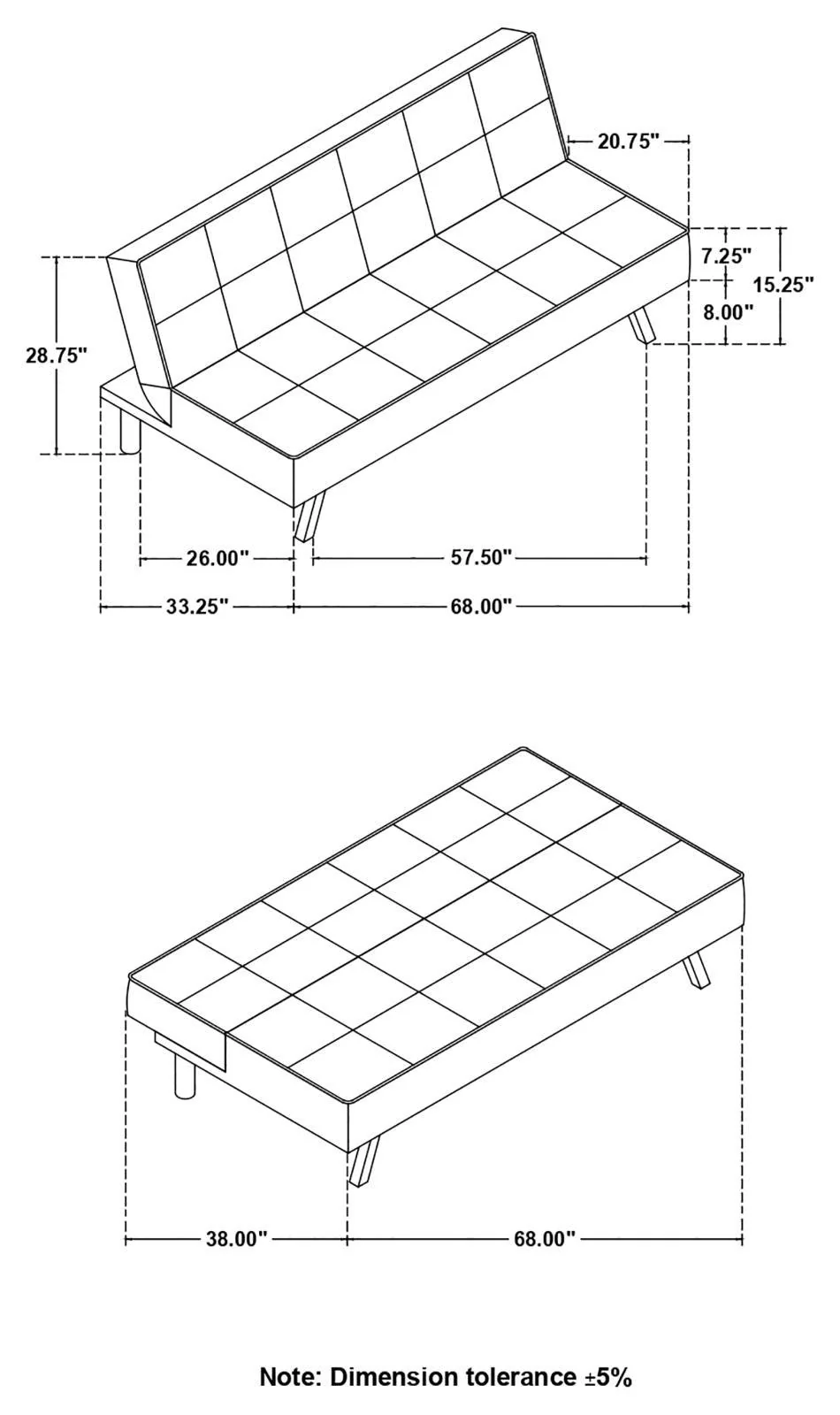 Joel Upholstered Tufted Sofa Bed - Image 9