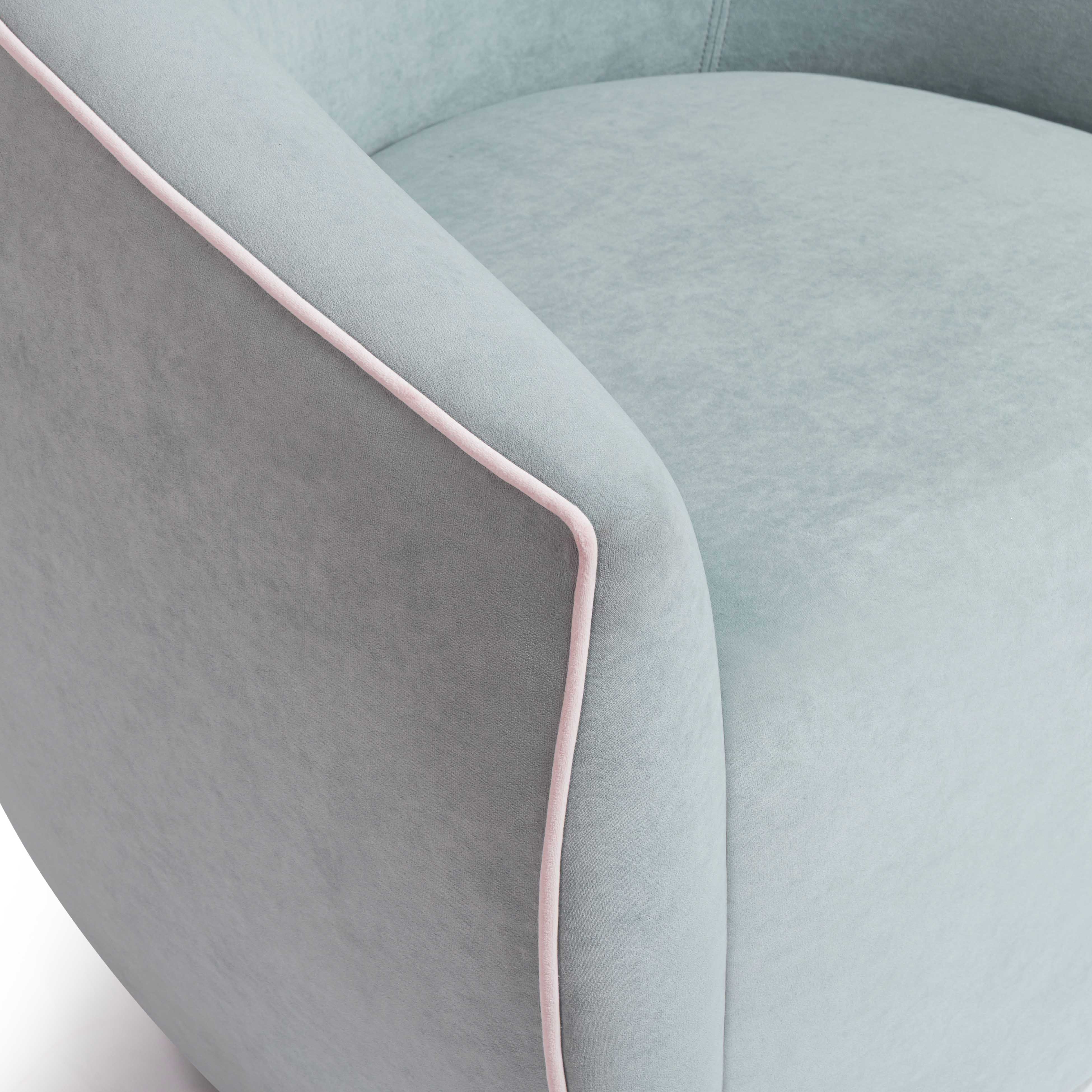 Jordan Contrast Piping Velvet Swivel Chair - Image 11