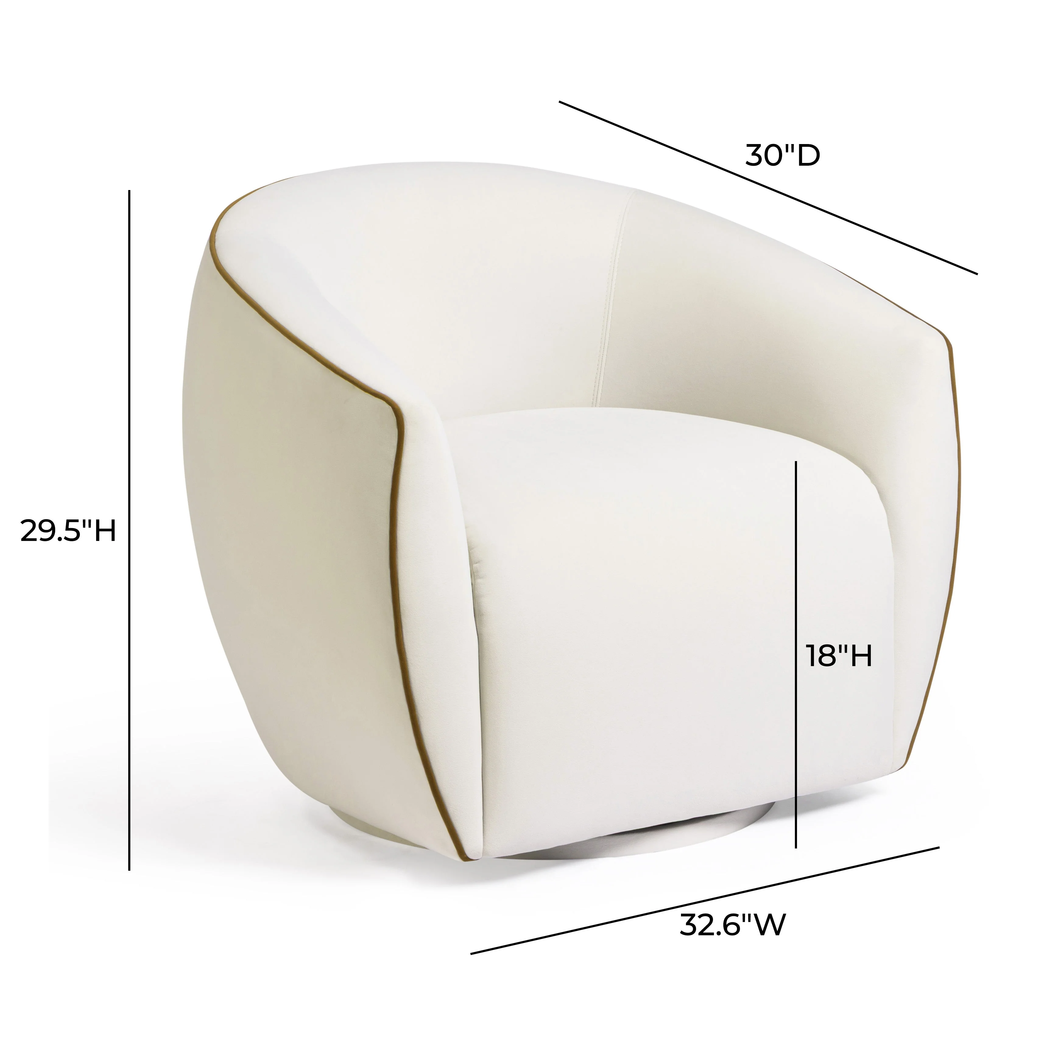 Jordan Contrast Piping Velvet Swivel Chair - Image 6
