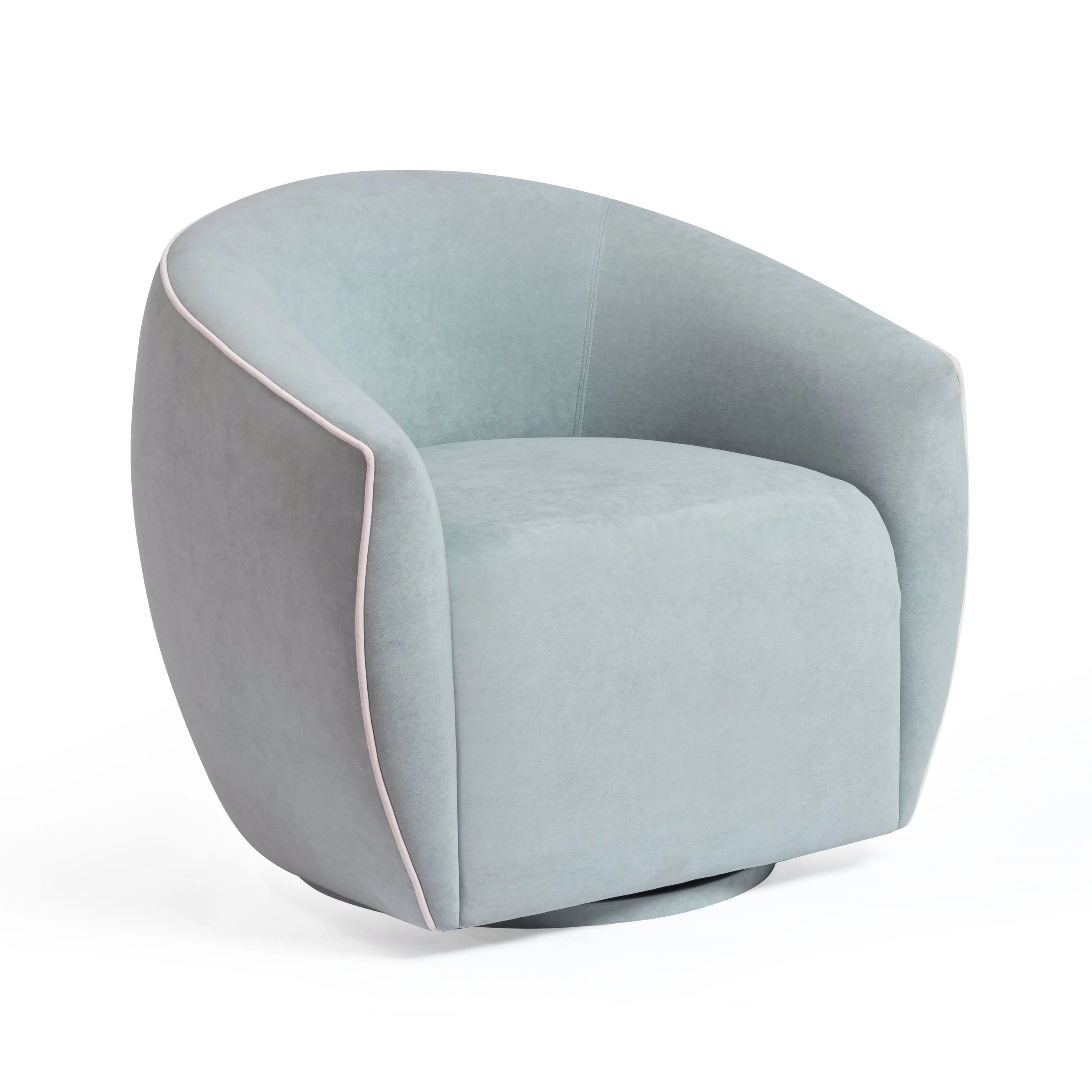 Jordan Contrast Piping Velvet Swivel Chair - Image 8