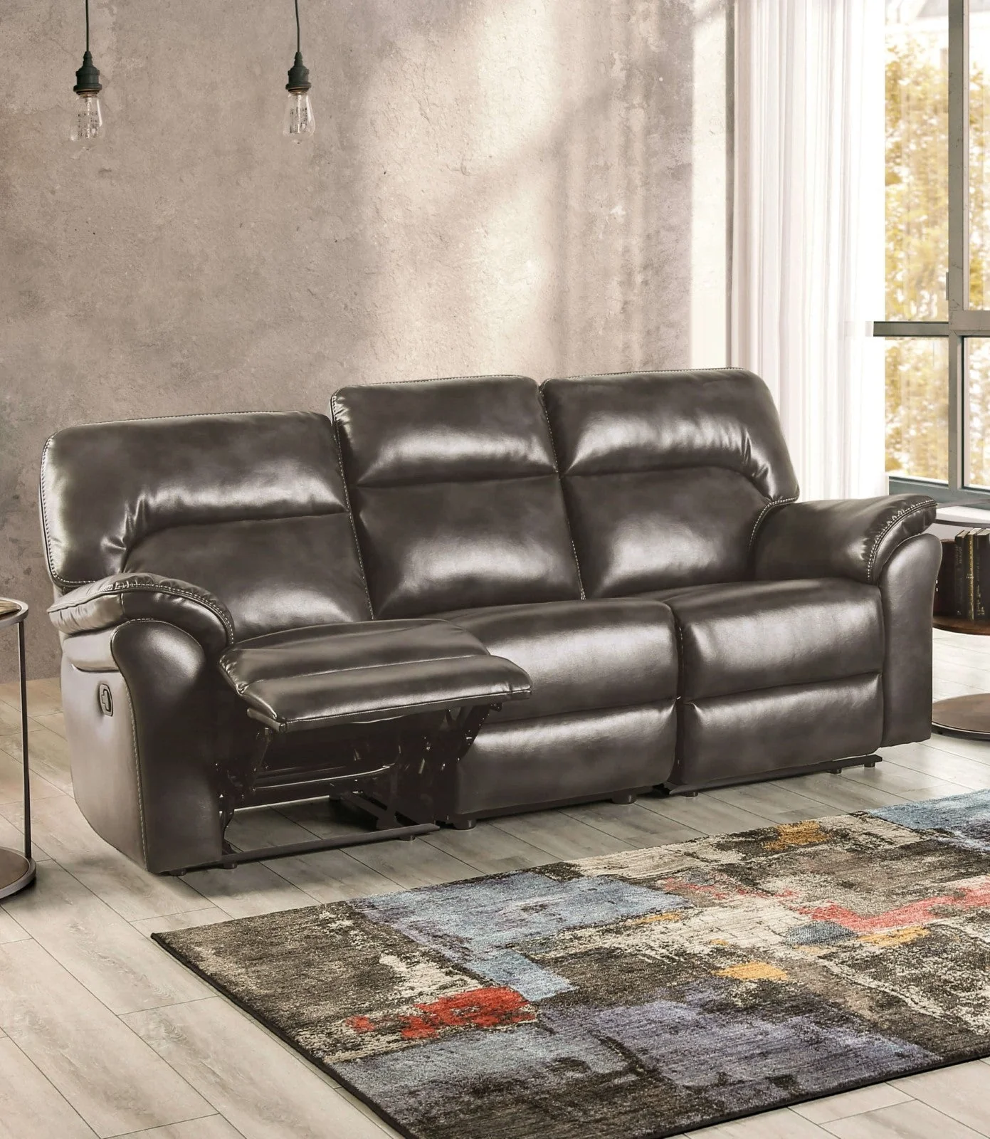 Josias Dark Gray Leatherette Sofa & Loveseat - Image 2
