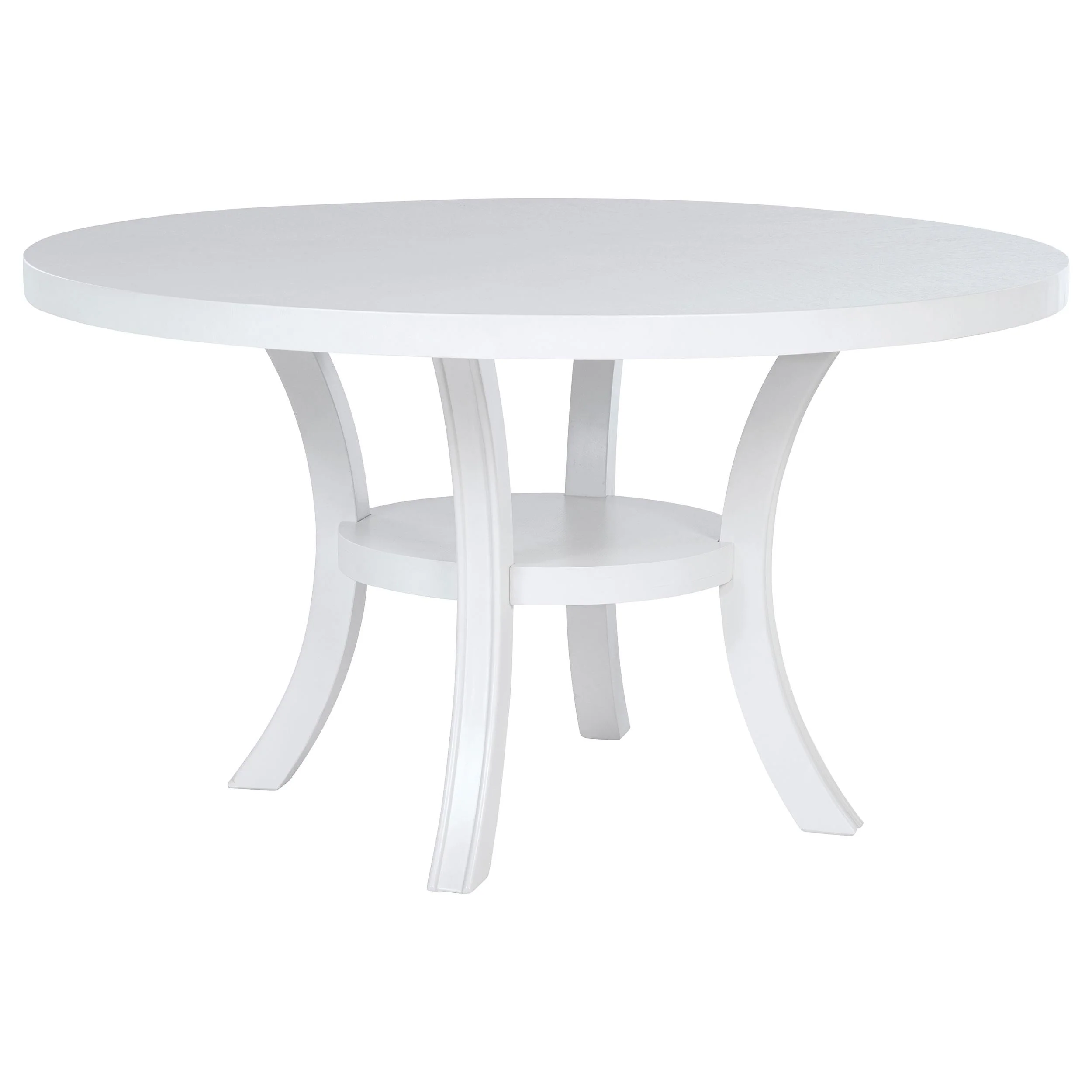 Judd Pearl White Round Dining Table with Shelf - Image 2