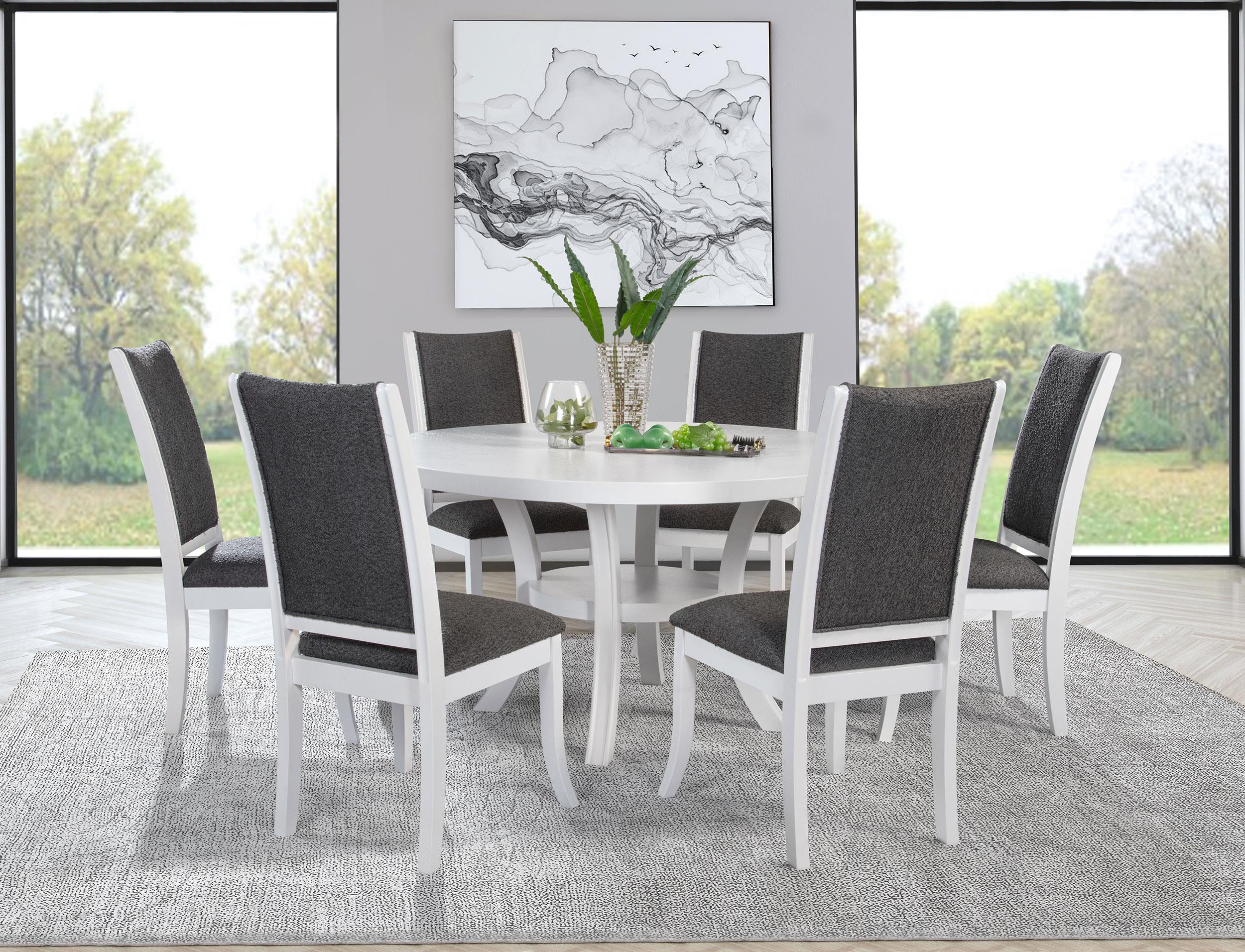 Judd Pearl White Round Dining Table with Shelf - Image 6