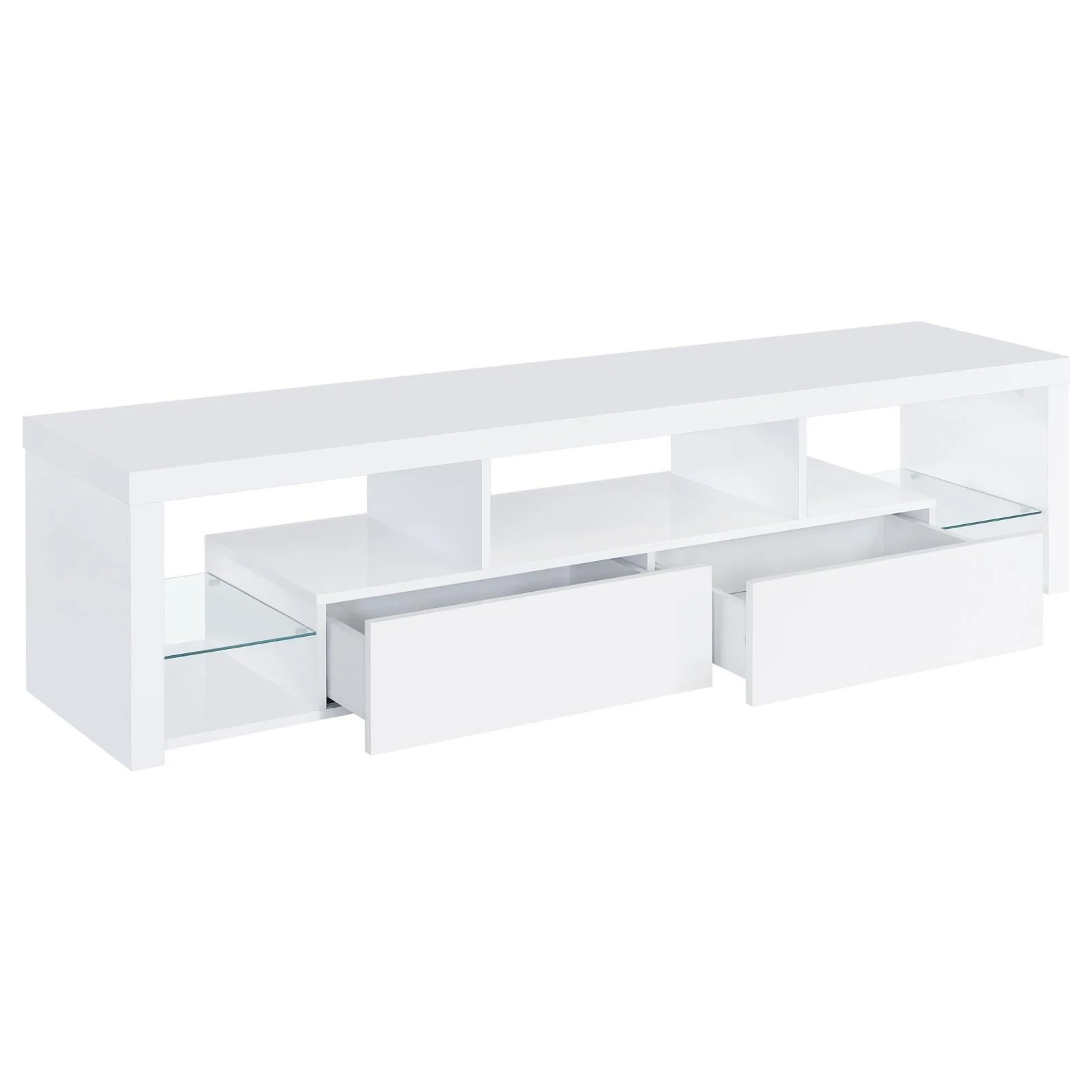 Jude White High Gloss 2-drawer 71" TV Stand With Shelving - Image 2
