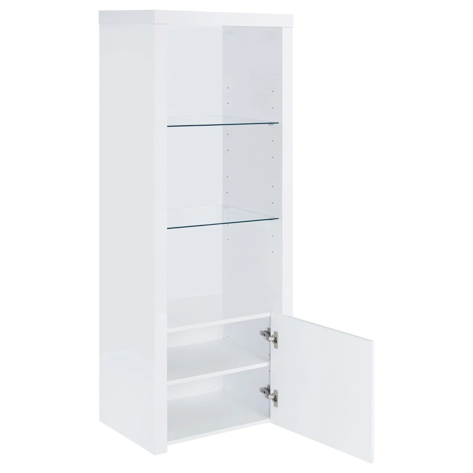 Jude White High Gloss 3-shelf Media Tower With Storage Cabinet - Image 2