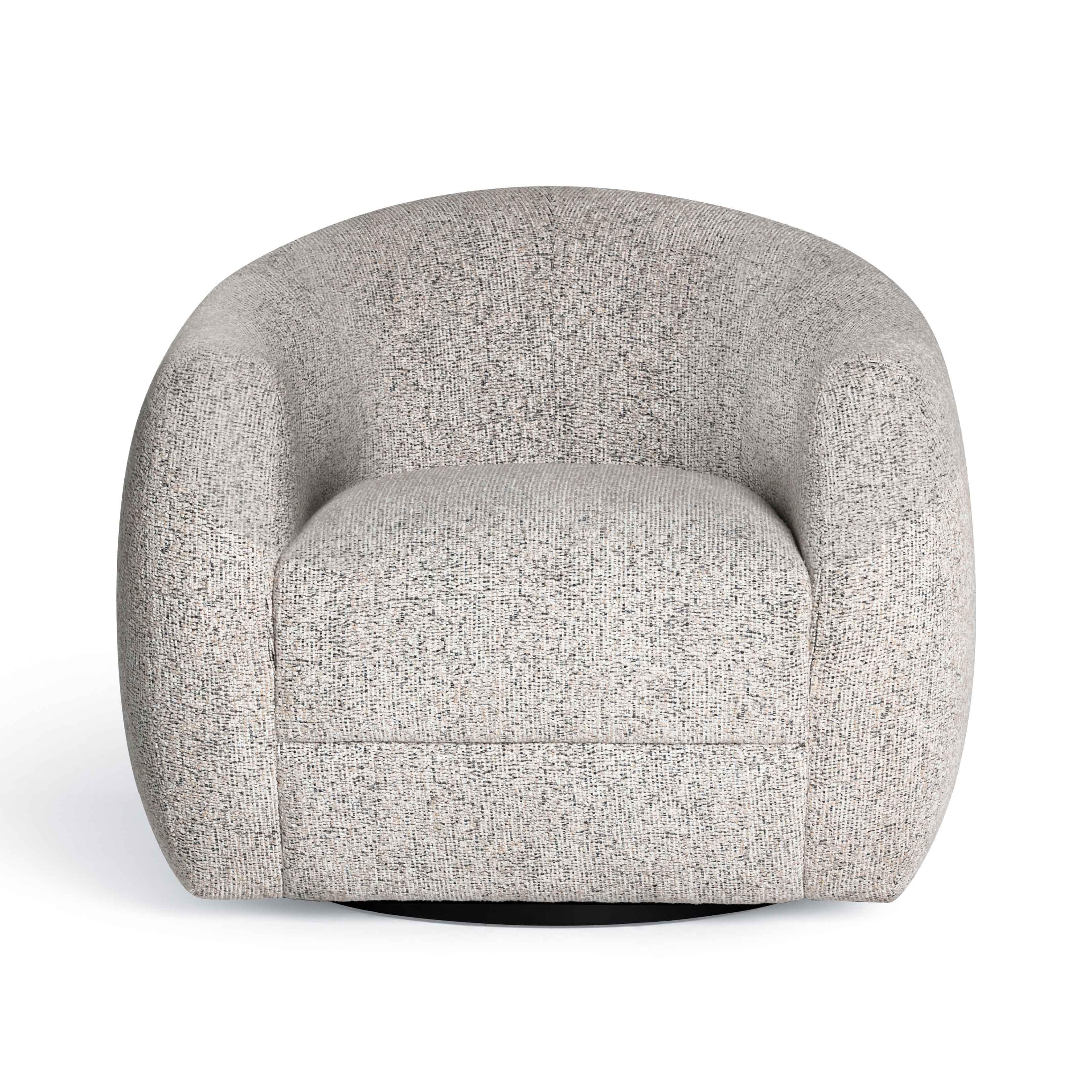 Judy Black and White Woven Fabric Swivel Chair - Image 2