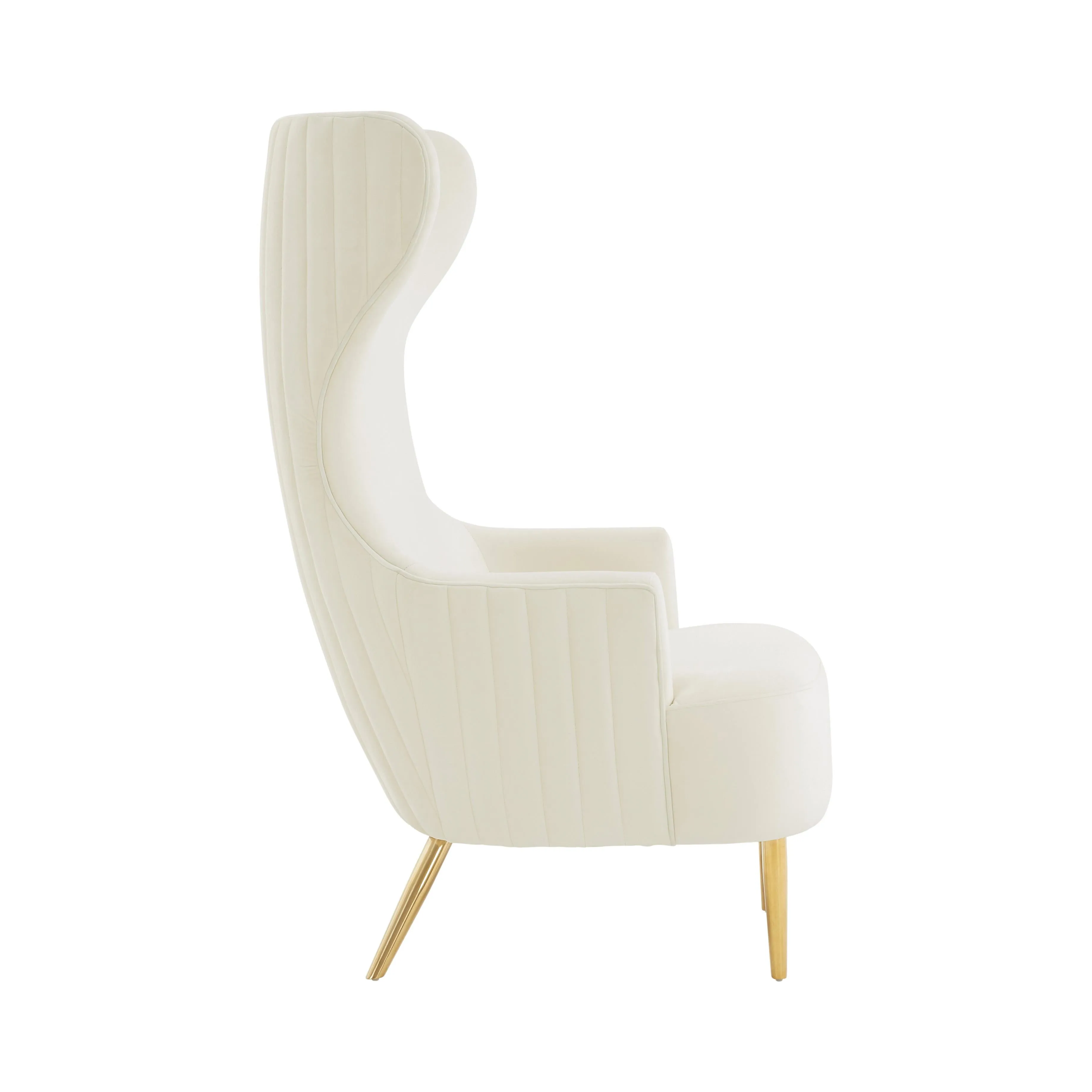 Julia Velvet Channel Tufted Wingback Chair by Inspire Me! Home Decor - Image 4