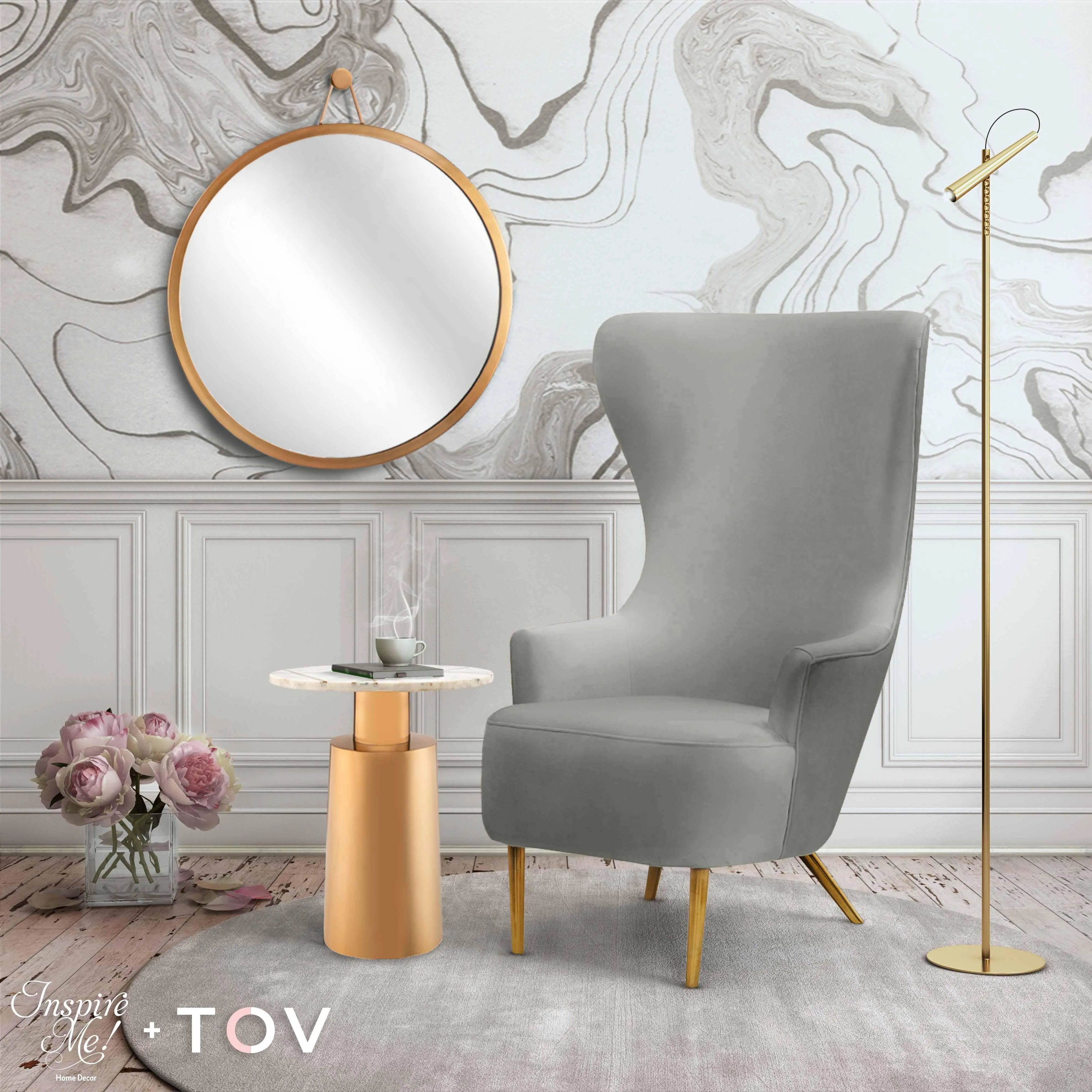 Julia Velvet Wingback Chair by Inspire Me! Home Decor - Image 19