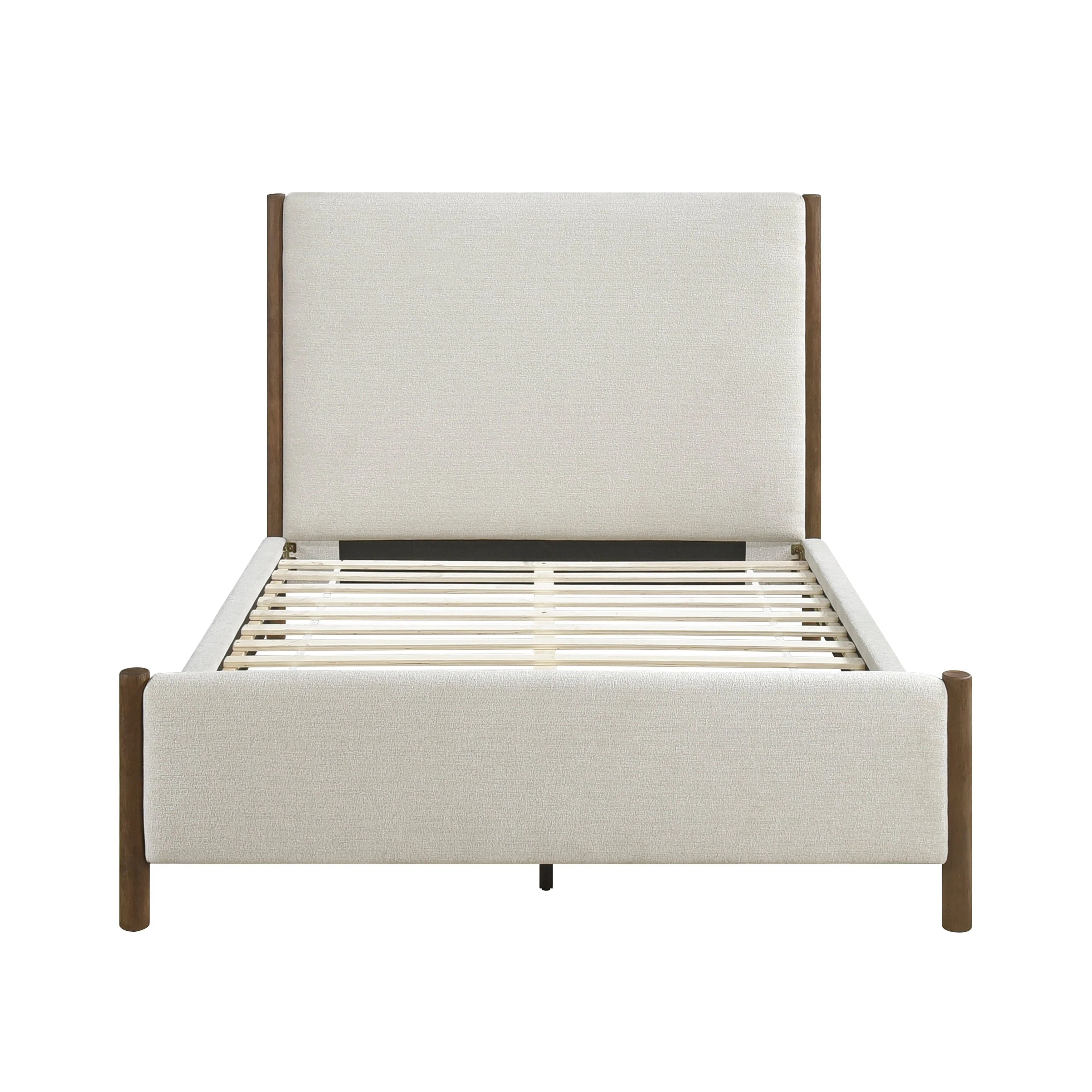 Julian Beige/Caramel Oak Queen Upholstered Platform Bed