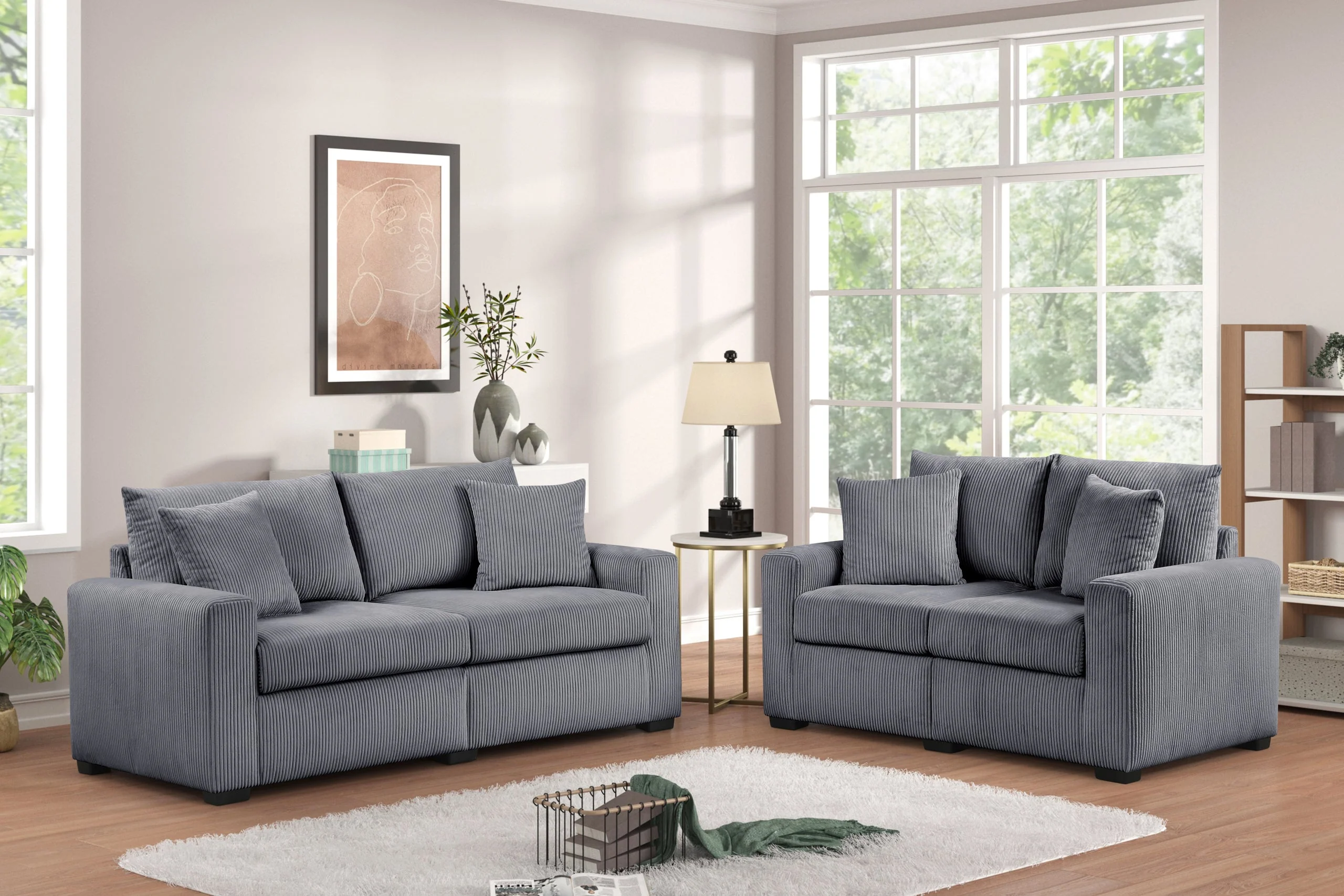 Julio Charcoal Sofa and Loveseat