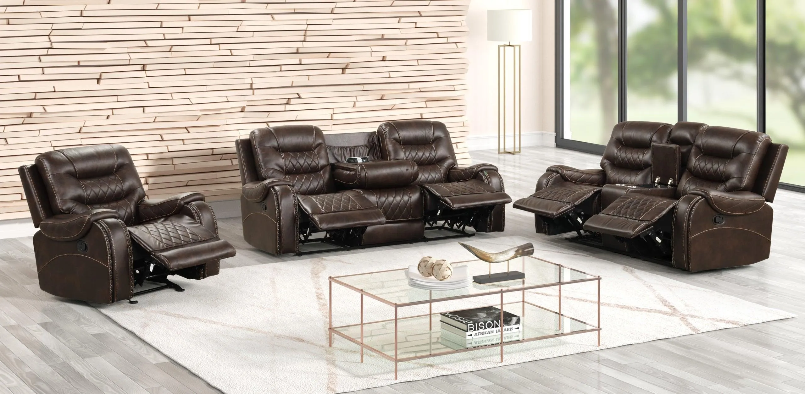 Juniper Brown Oversized 3-Piece Reclining Living Room Set