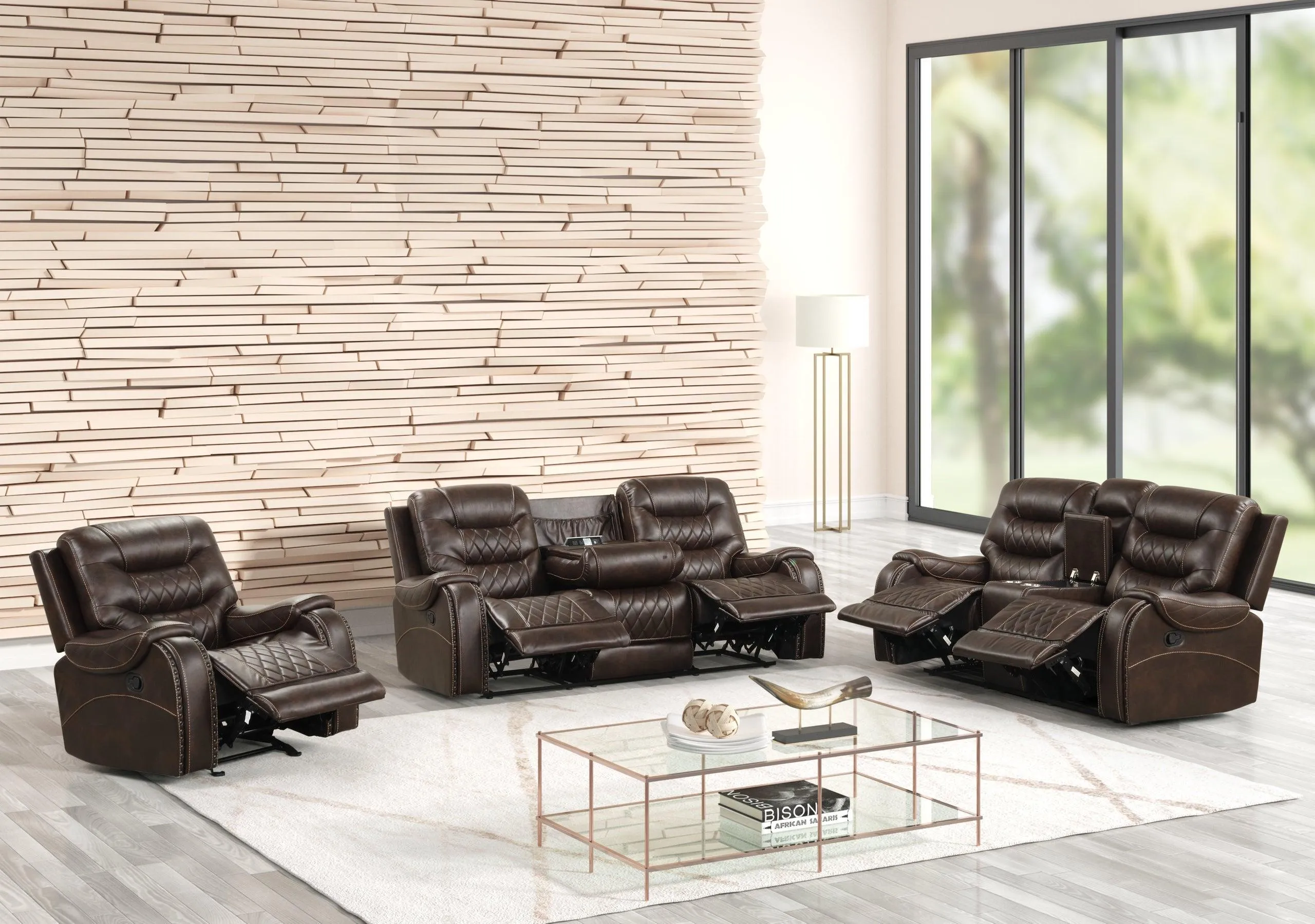 Juniper Brown Oversized 3-Piece Reclining Living Room Set - Image 6