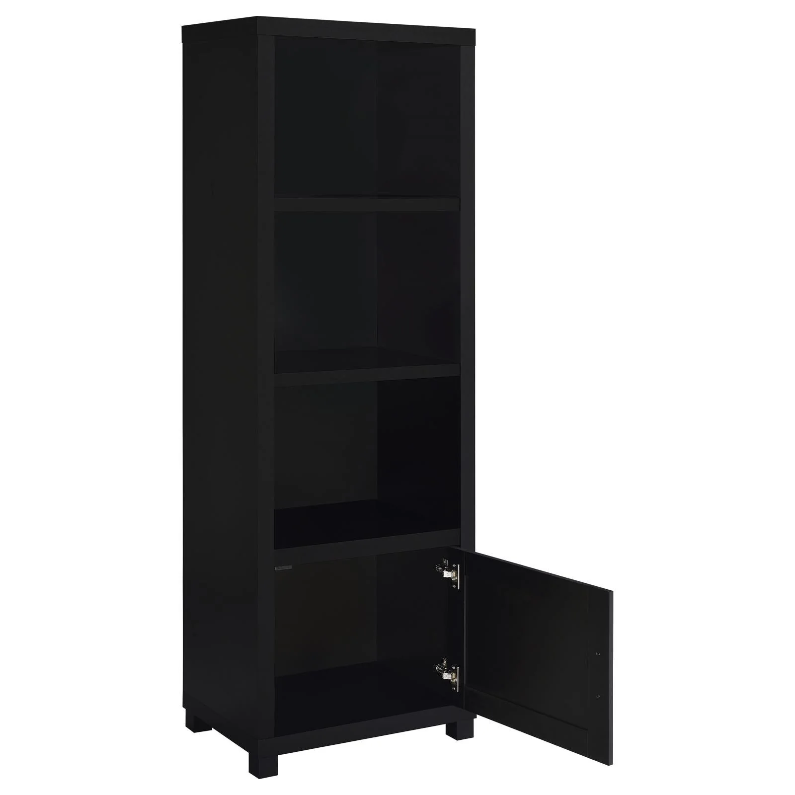 Jupiter Black 3-shelf Media Tower Bookcase with Storage Cabinet - Image 2