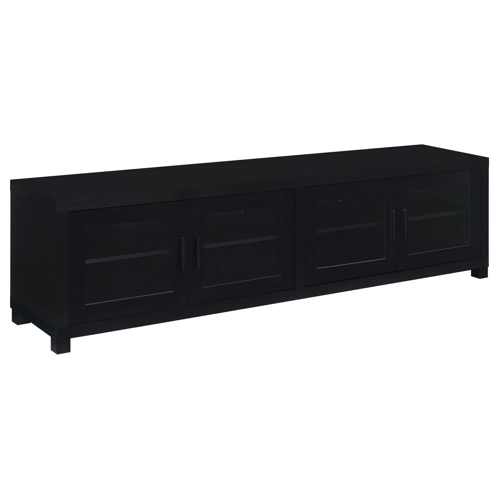 Jupiter Black 4-door 79" TV Stand Media Console with Framed Glass Panels - Image 3