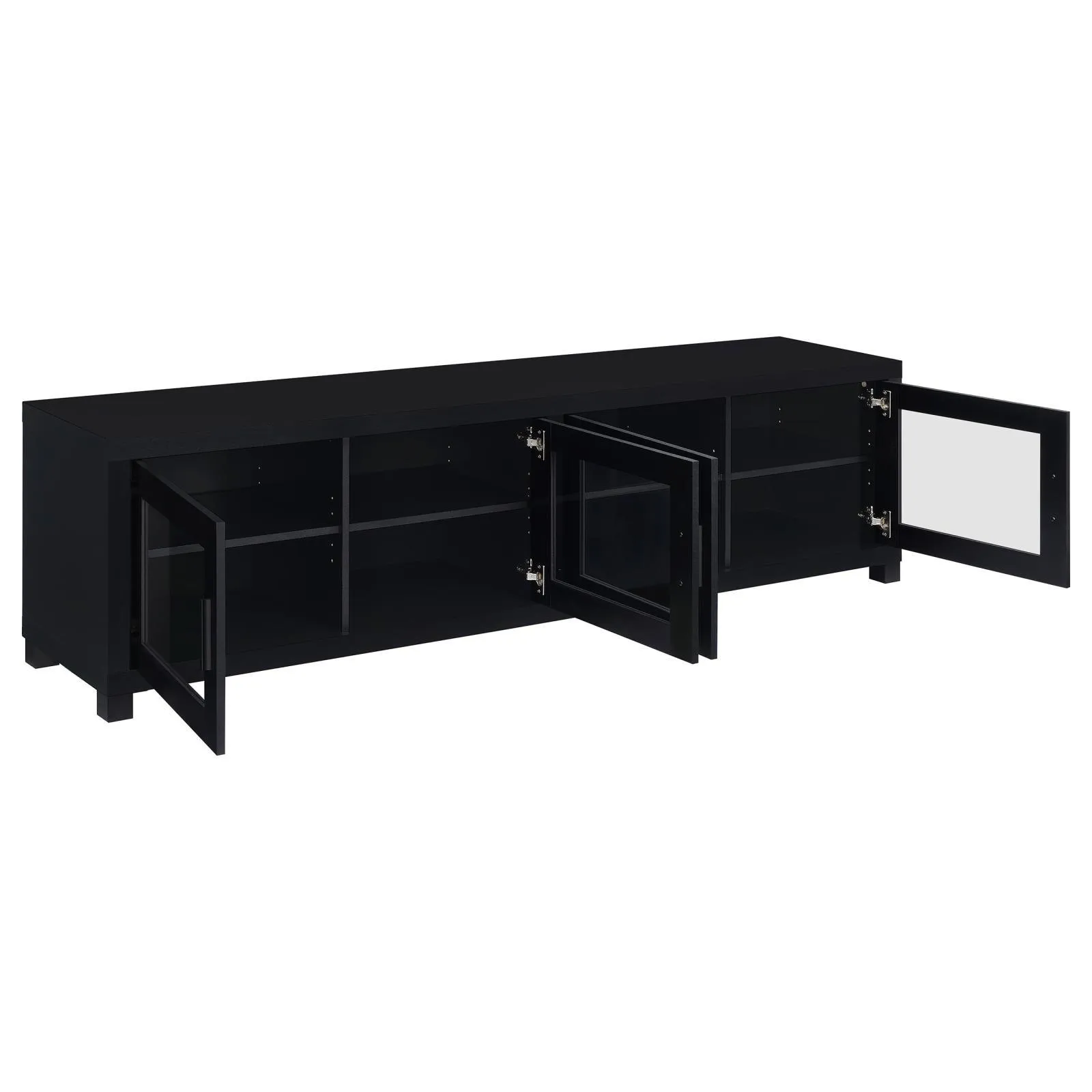 Jupiter Black 4-door 79" TV Stand Media Console with Framed Glass Panels - Image 4