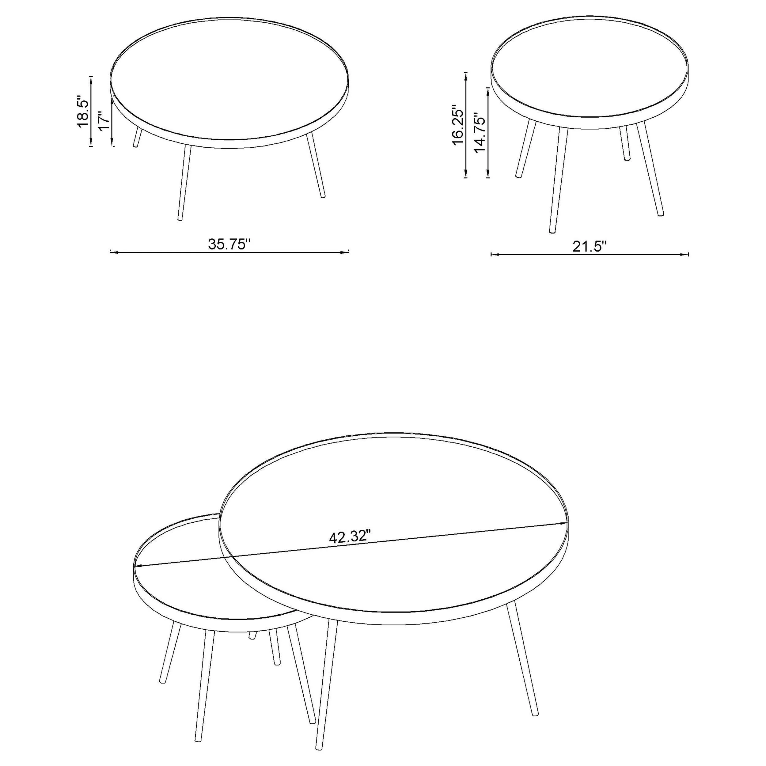 Kaelyn Gold 4-Piece Round Coffee and End Table Set - Image 6