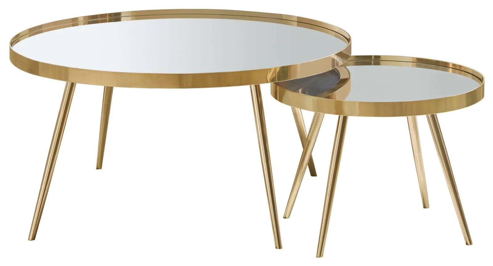Kaelyn Mirror/Gold 2-Piece Mirror Top Nesting Coffee Table - Image 2