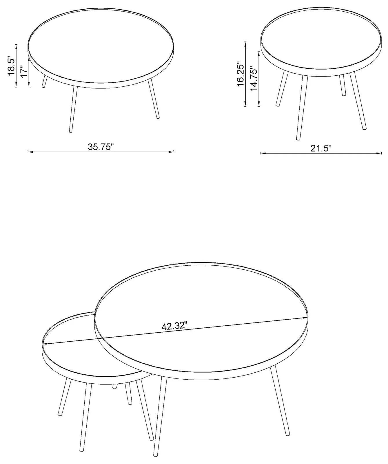 Kaelyn Mirror/Gold 2-Piece Mirror Top Nesting Coffee Table - Image 4