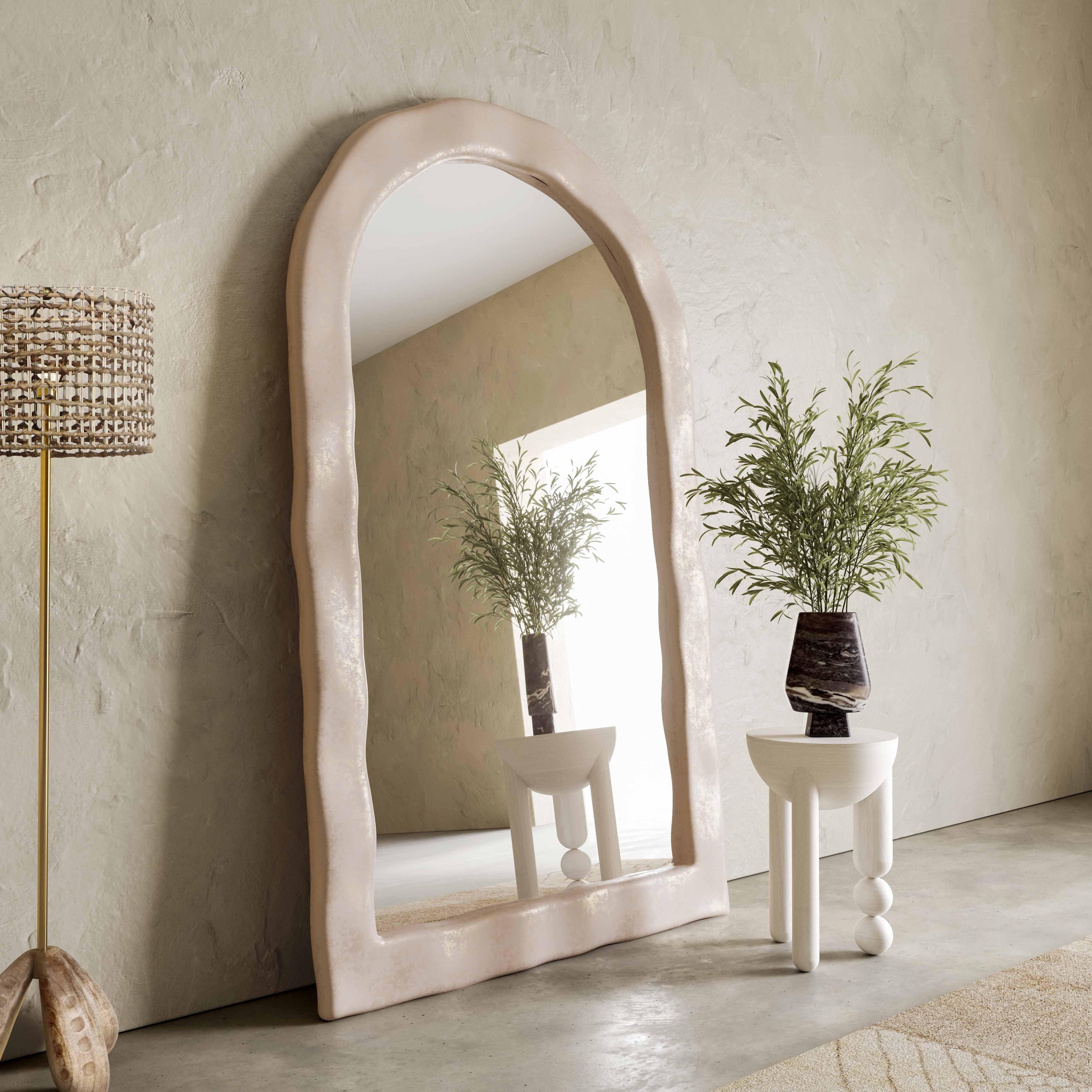 Kaia Cream Textured Floor Mirror - Image 3