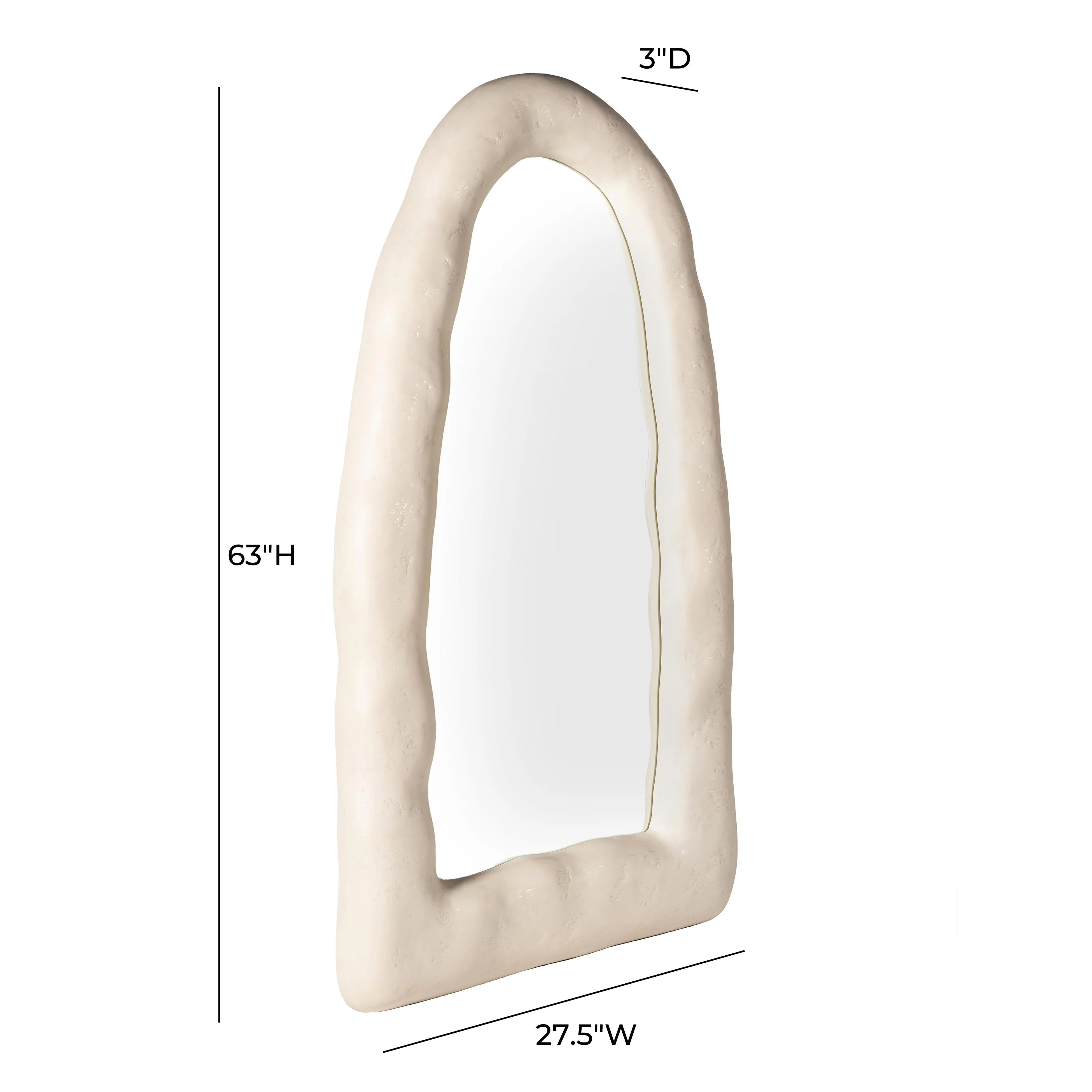 Kaia Cream Textured Small Floor Mirror - Image 6
