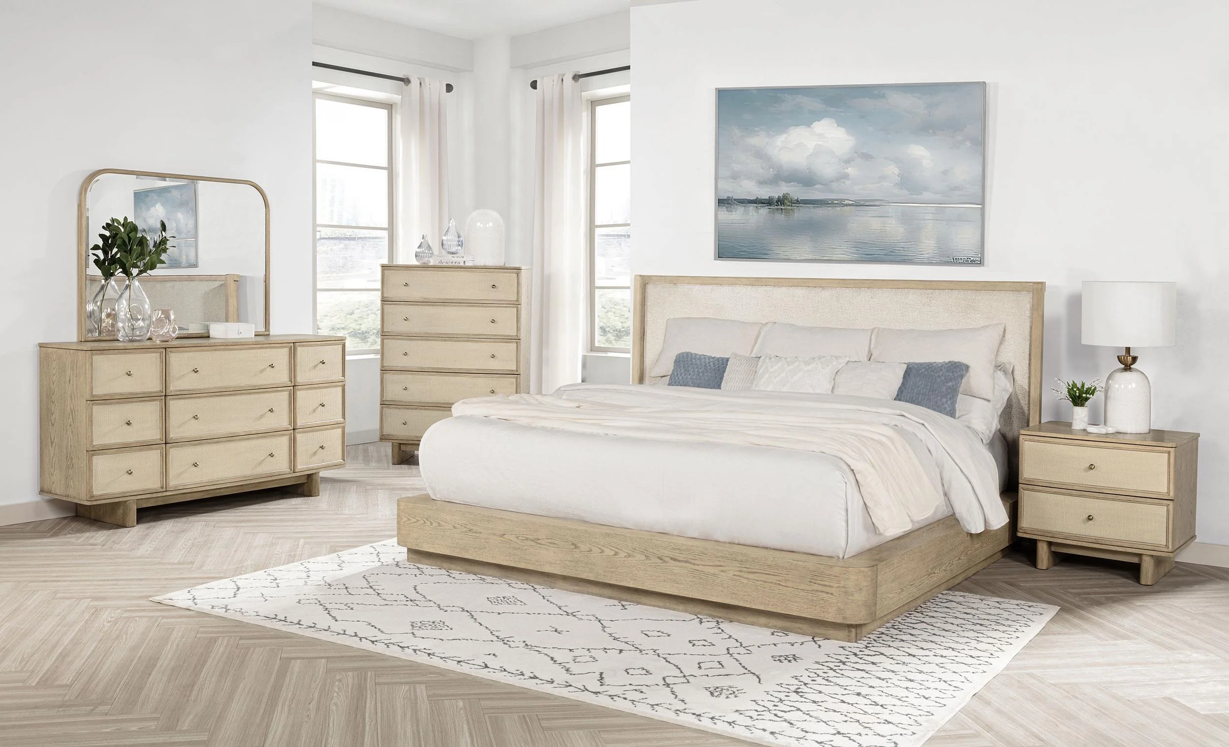 Kailani Beige Oak Wingback California King Platform Bed - Image 9