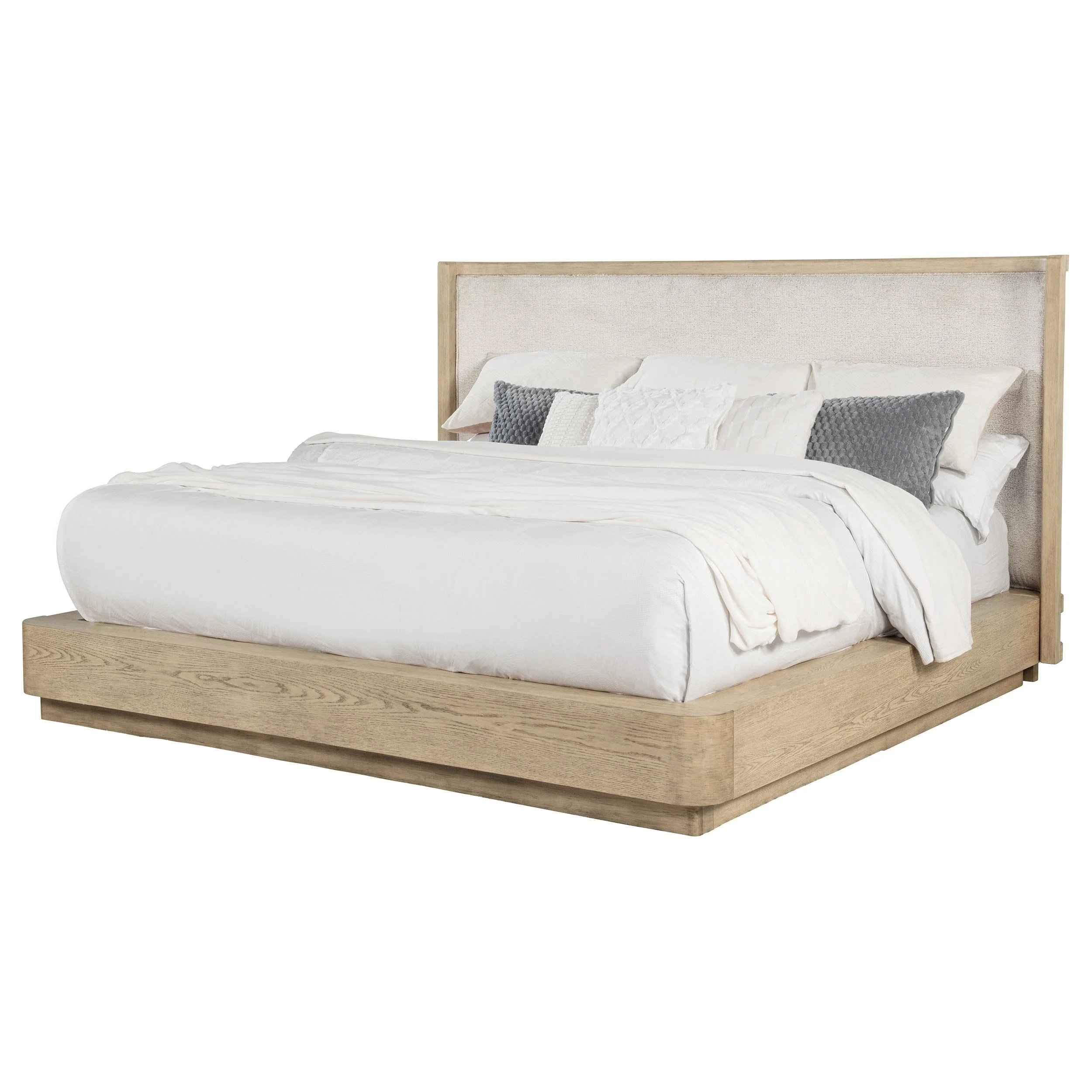Kailani Beige Oak Wingback Queen Platform Bed - Image 2