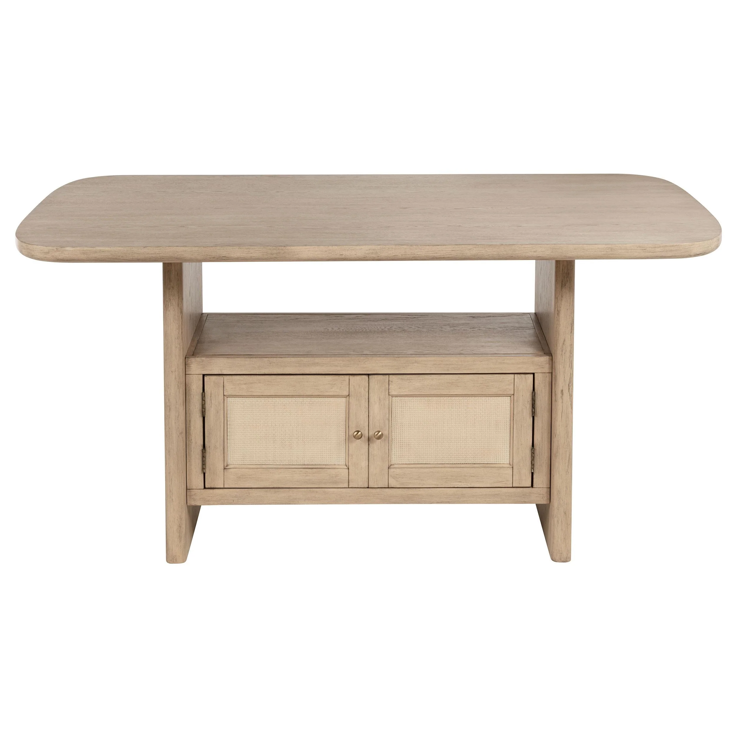 Kailani Cane Counter Height Storage Dining Table Beige Oak - Image 2
