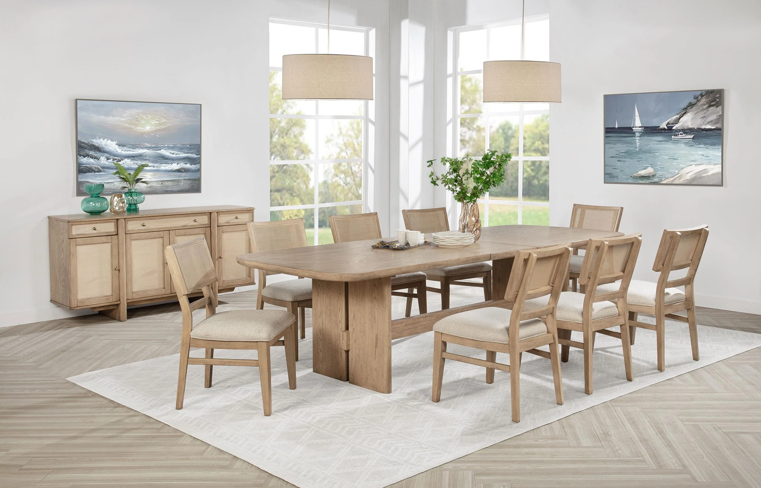 Kailani Radio Weave Cane Dining Side Chair Beige Oak, Set of 2 - Image 12