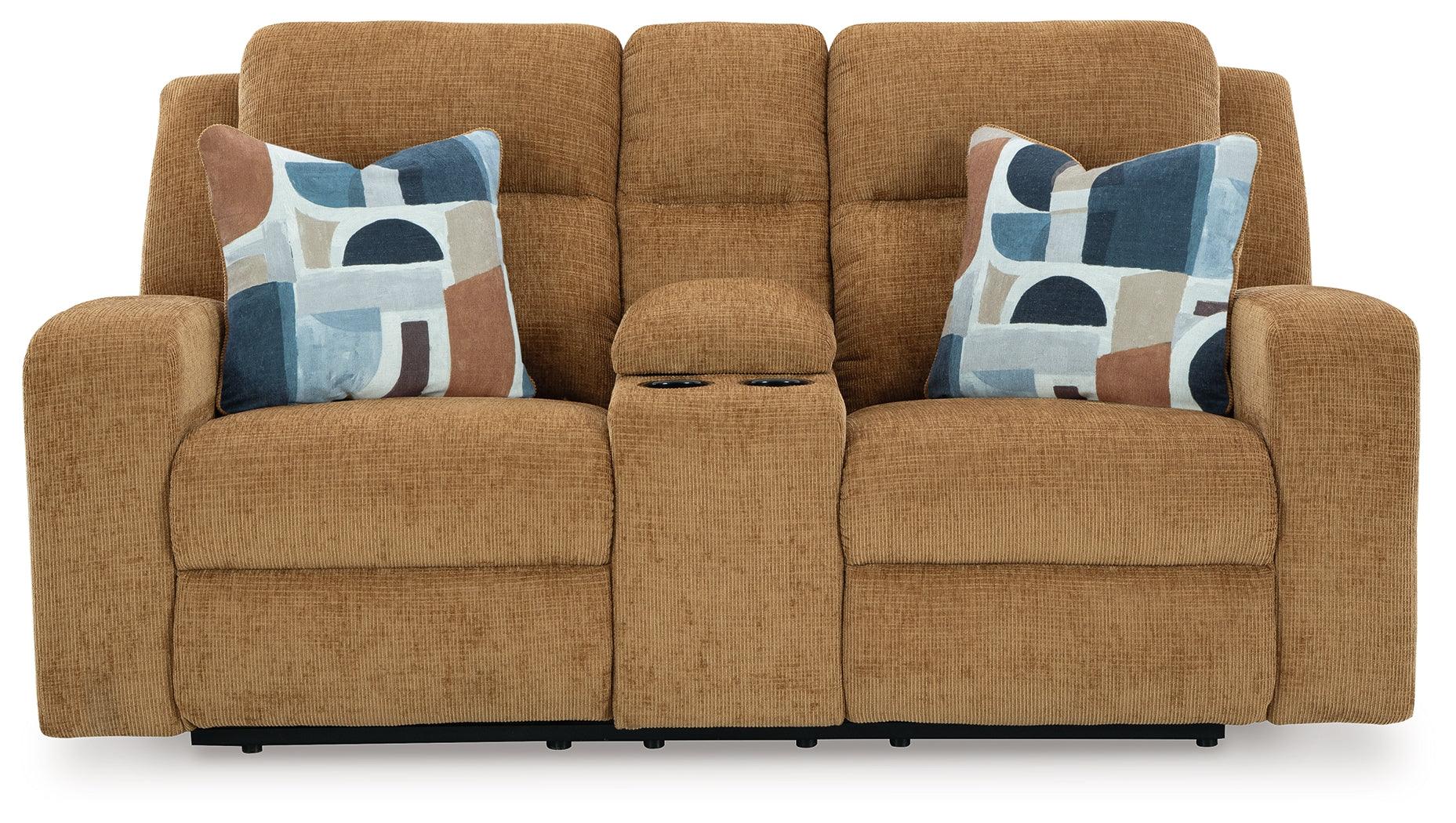 Kanlow Honey Manual Reclining Loveseat with Console - Image 9