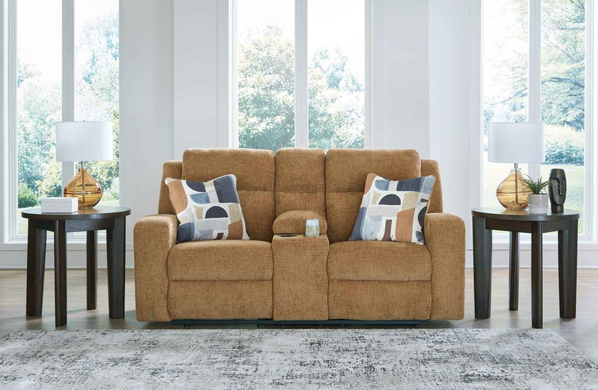 Kanlow Honey Reclining Sofa and Loveseat - Image 9
