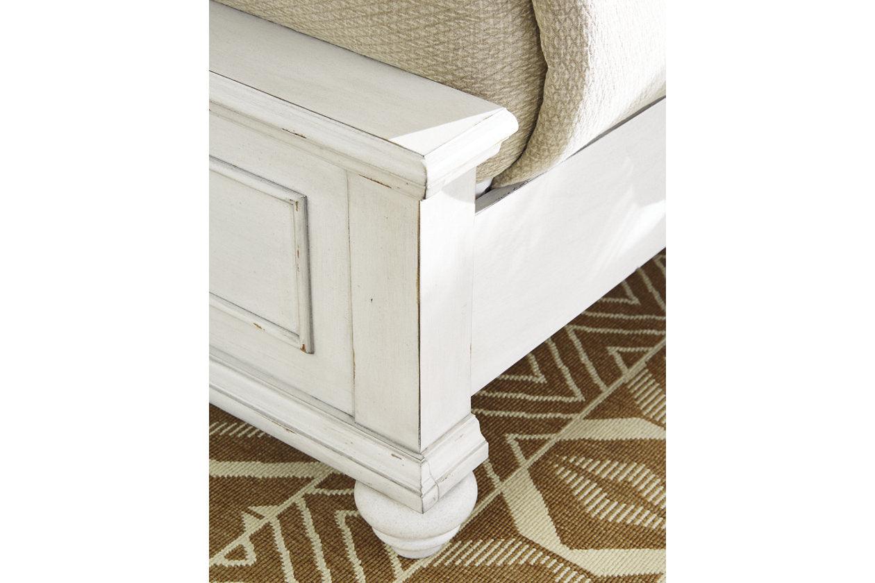 Kanwyn Whitewash California King Panel Bed with Storage Bench - Image 5
