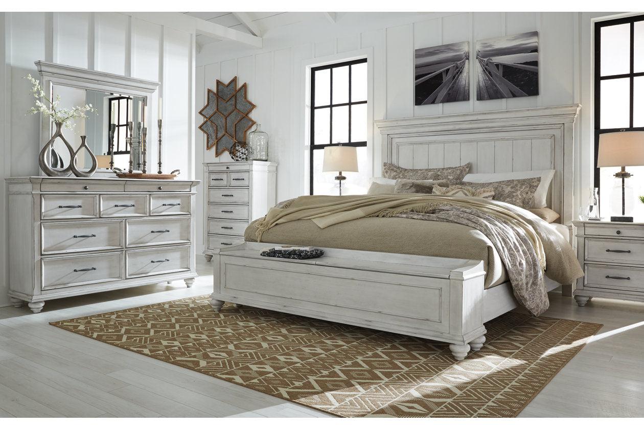 Kanwyn Whitewash Queen Panel Bed with Storage Bench - Image 10