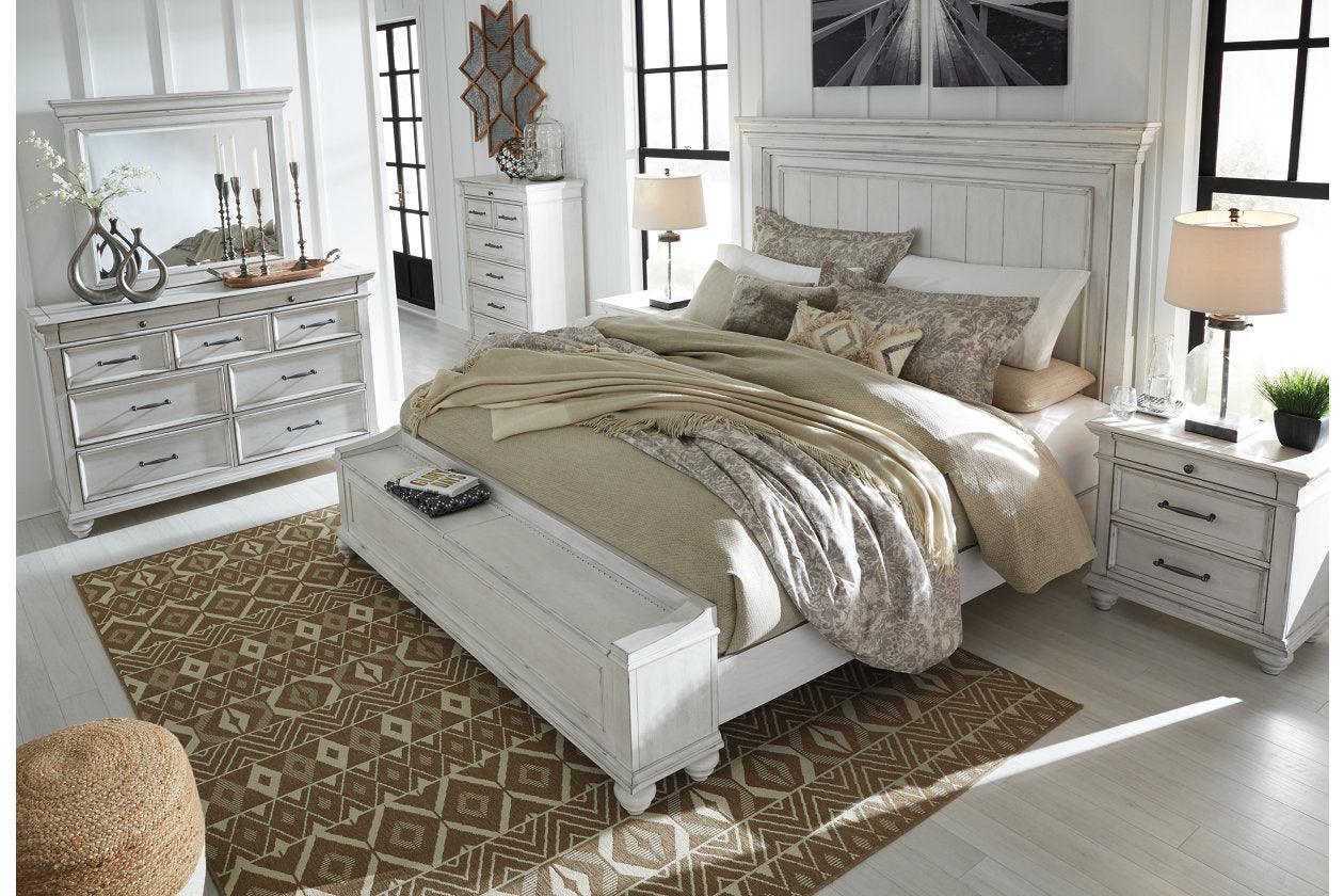 Kanwyn Whitewash Queen Panel Bed with Storage Bench - Image 11